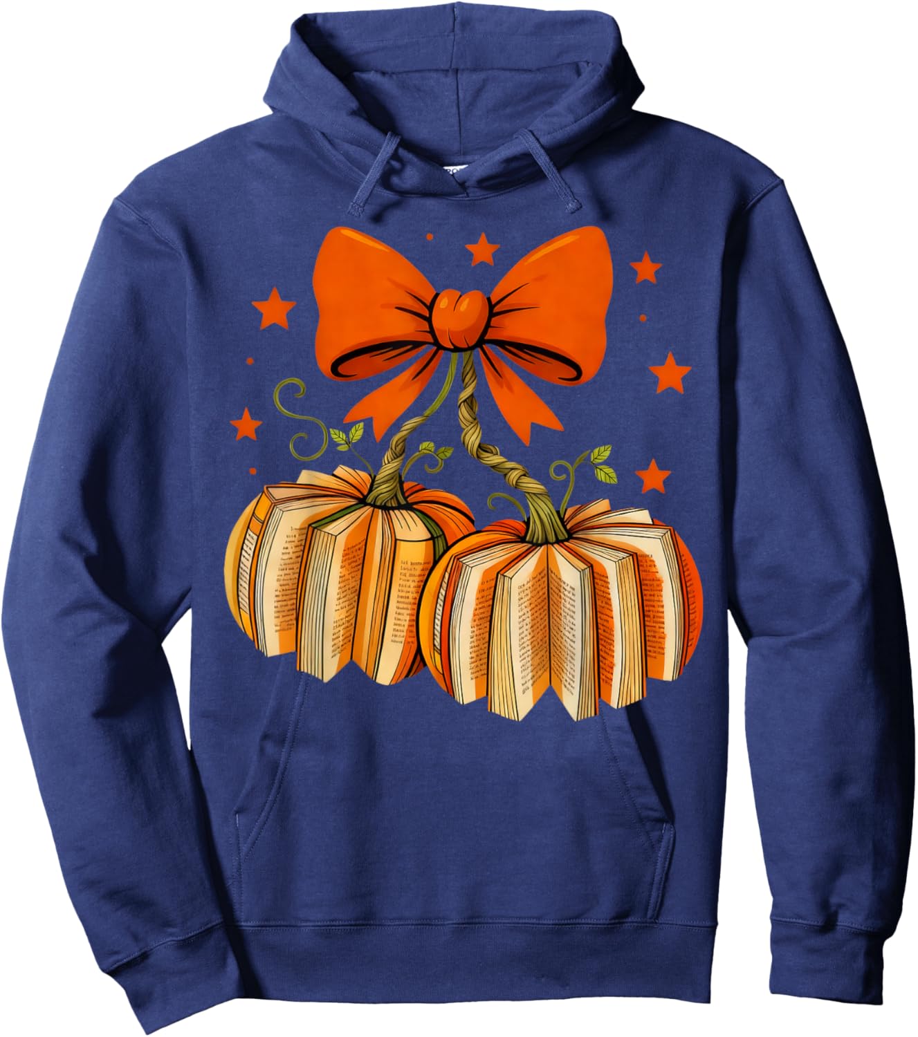 Vintage Coquette Book Pumpkin Cherries Teacher Halloween Hoodie - Hoodie | Navy