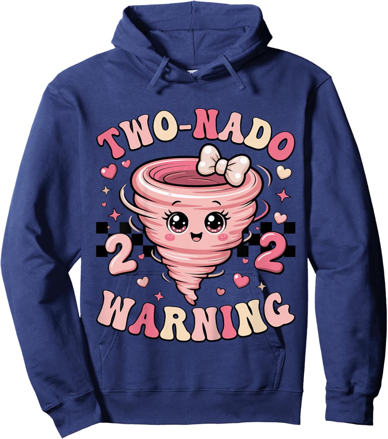 Two Nado Warning Coquette Bow 2nd Birthday 2 Year Old Girls Hoodie - Hoodie | Navy