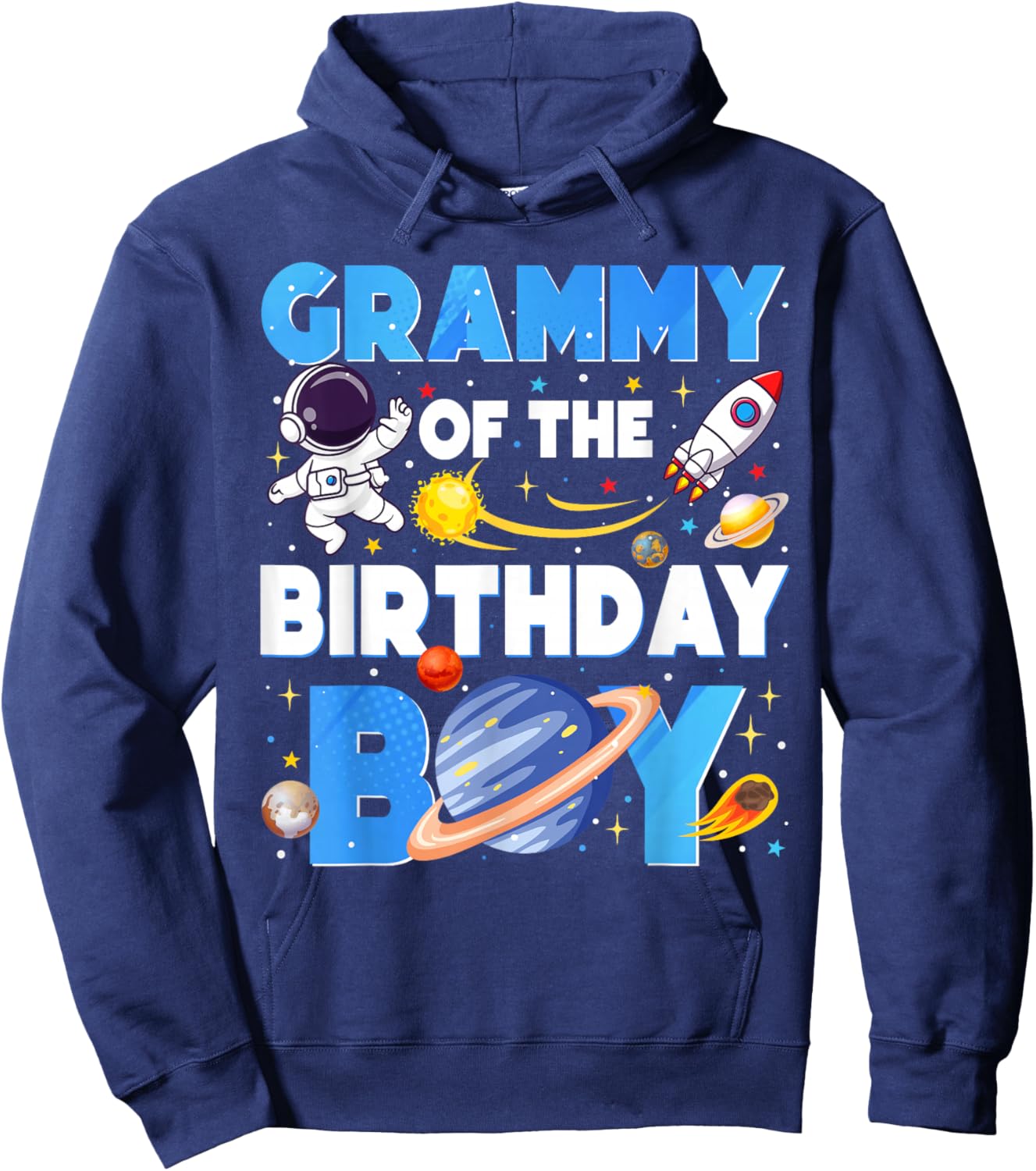 Family Space Planets Grammy of The Birthday Boy Astronaut Hoodie - Hoodie | Navy