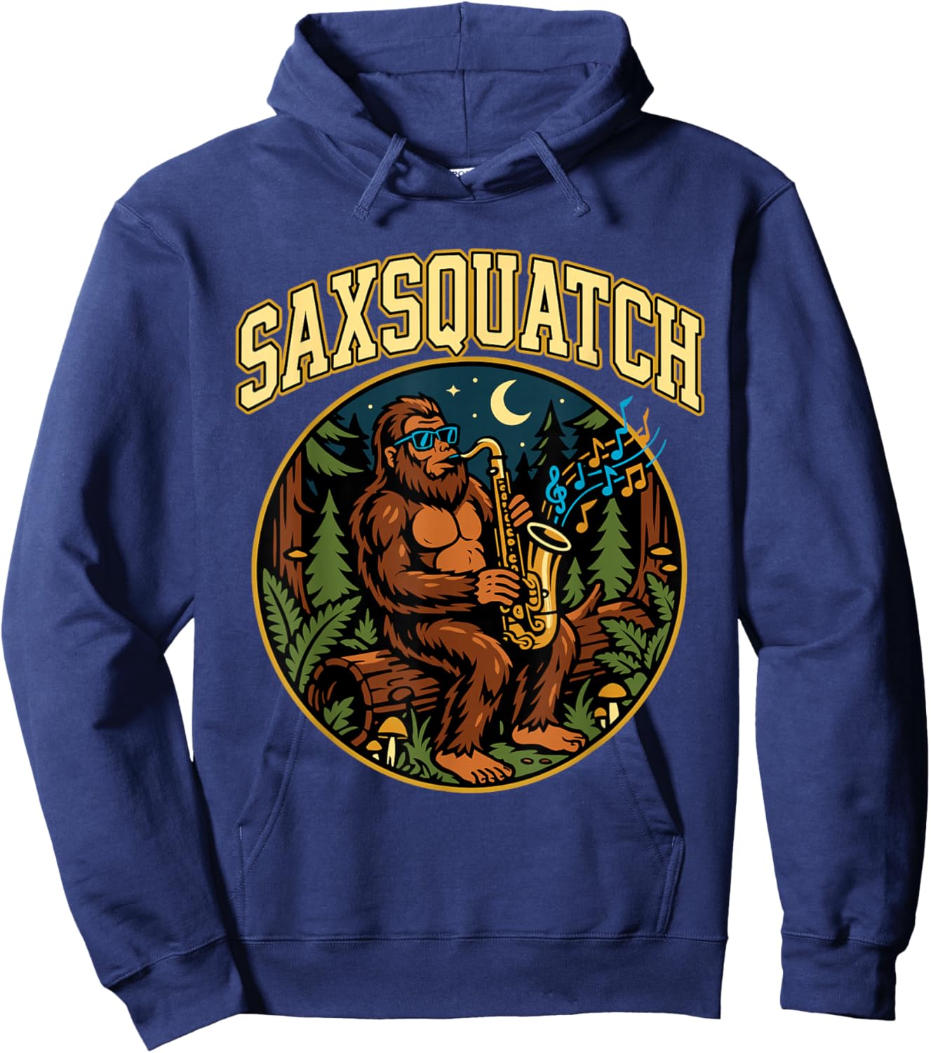 Saxsquatch Bigfoot Saxophone Player Jazz Music Humor Hoodie - Hoodie | Navy