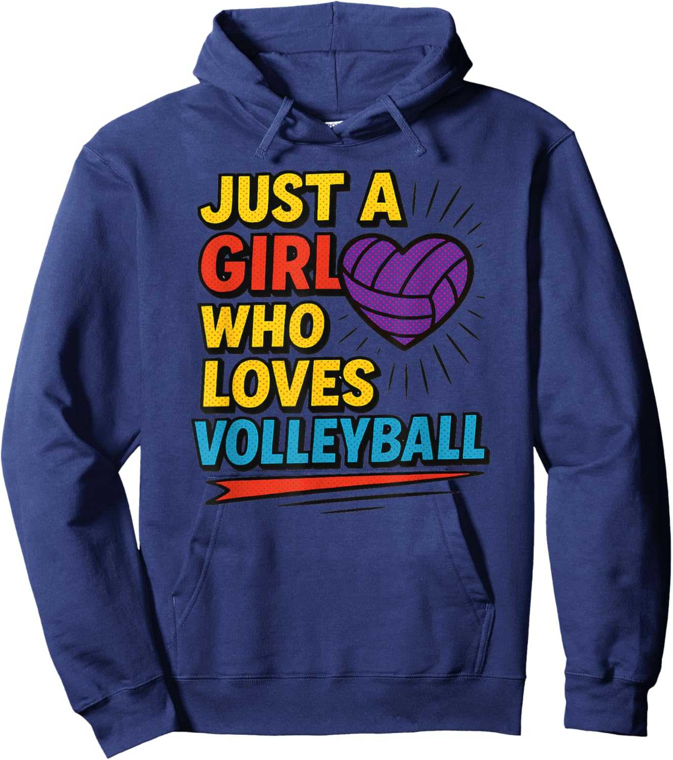 Volleyball Pop Comic for Teen Girls That Love Volleyball Hoodie - Hoodie | Navy