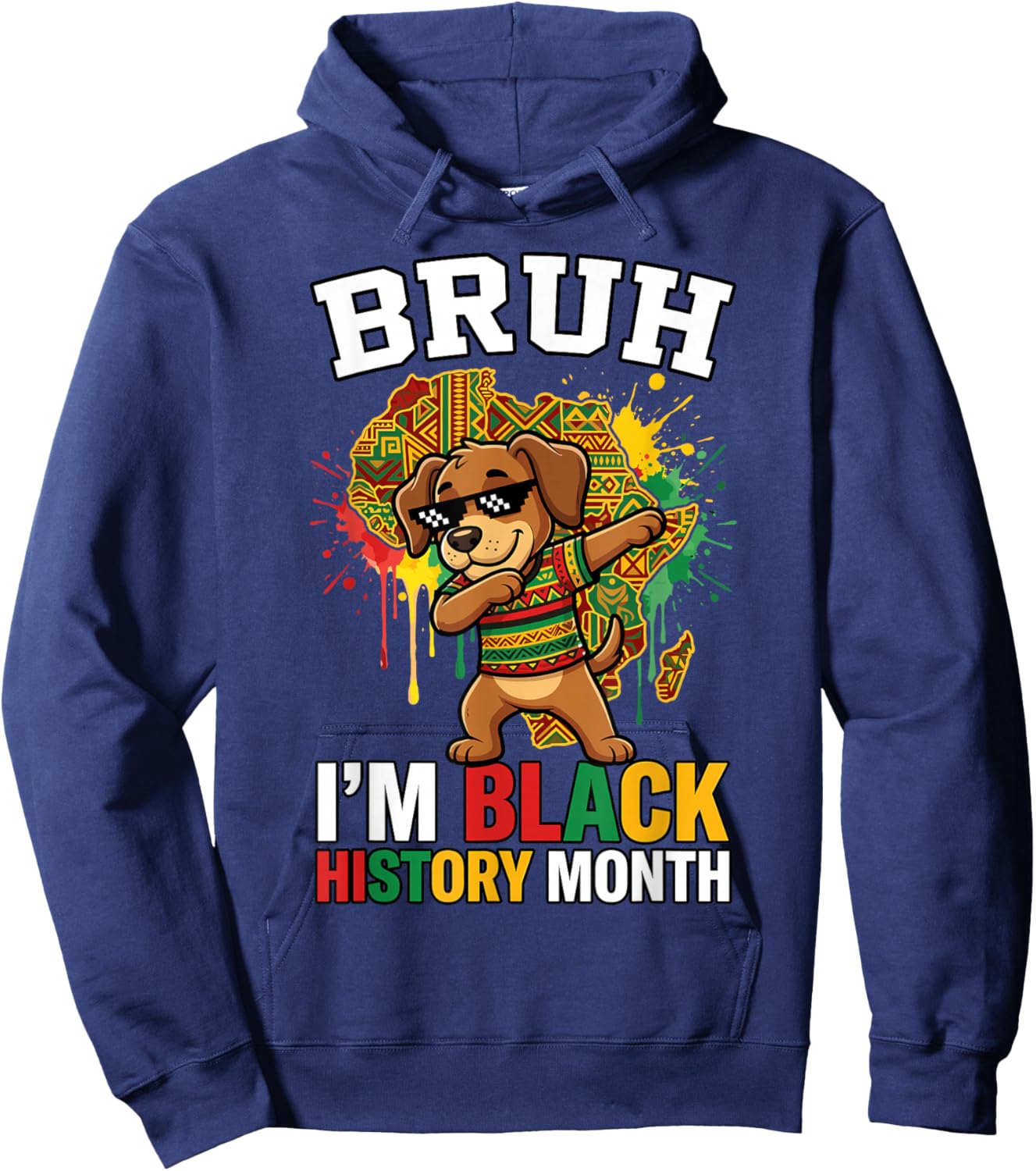 Bruh I'm Black History Month Dabbing Dog African Heritage Hoodie - Hoodie | Navy