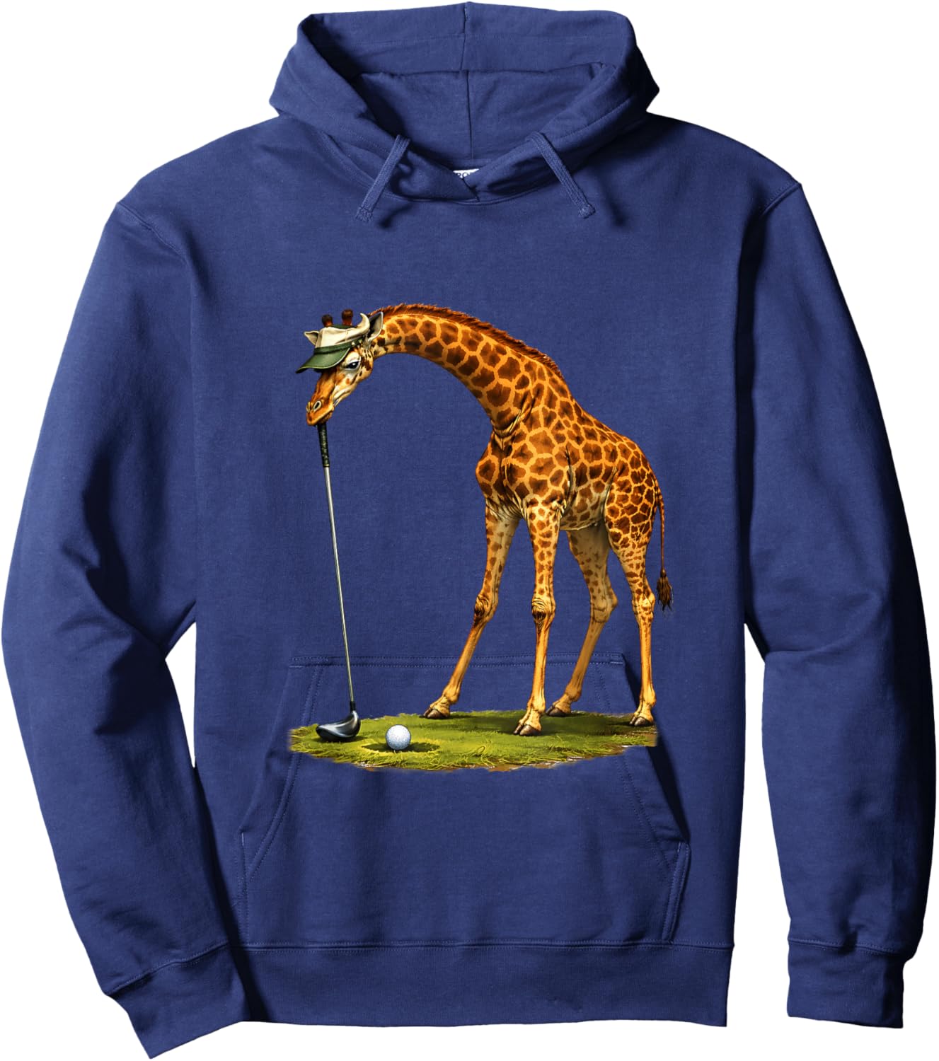 Vintage Giraffe Playing Golf Sports Retro Animal Golfer Hoodie - Hoodie | Navy