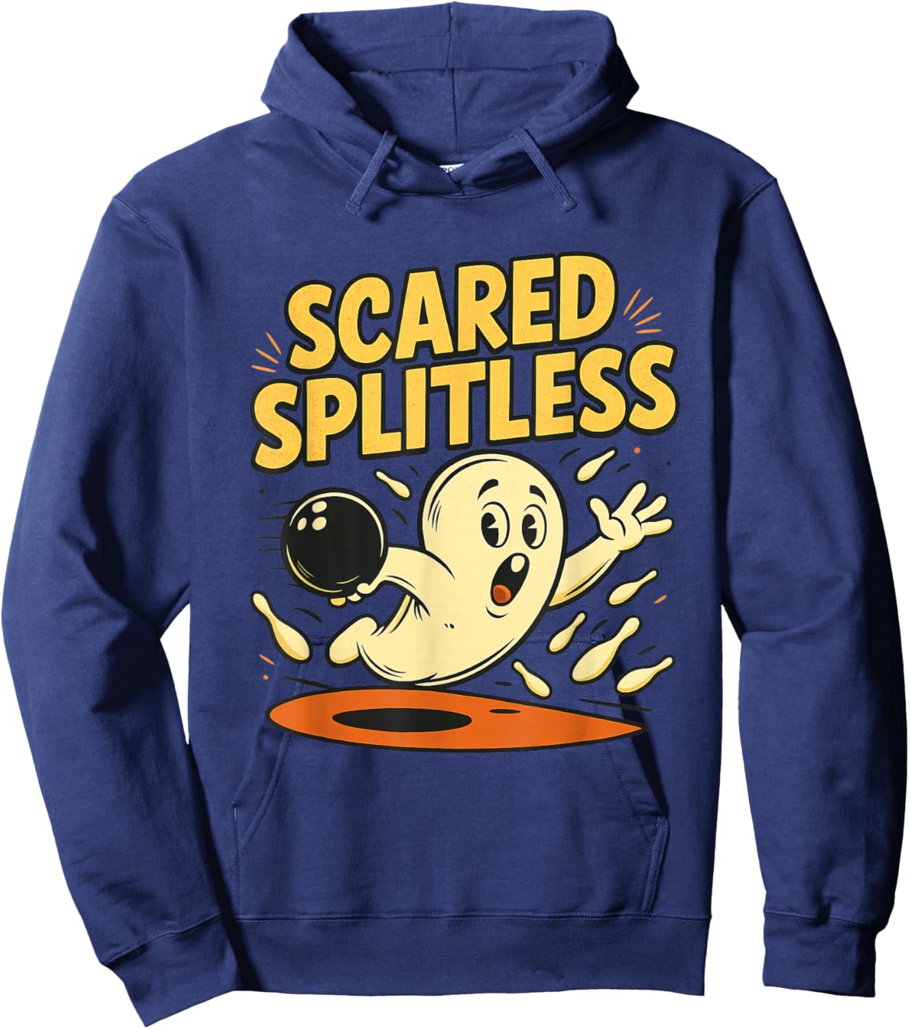 Funny Halloween Bowling, Scared Splitless Bowler Apparel Hoodie - Hoodie | Navy