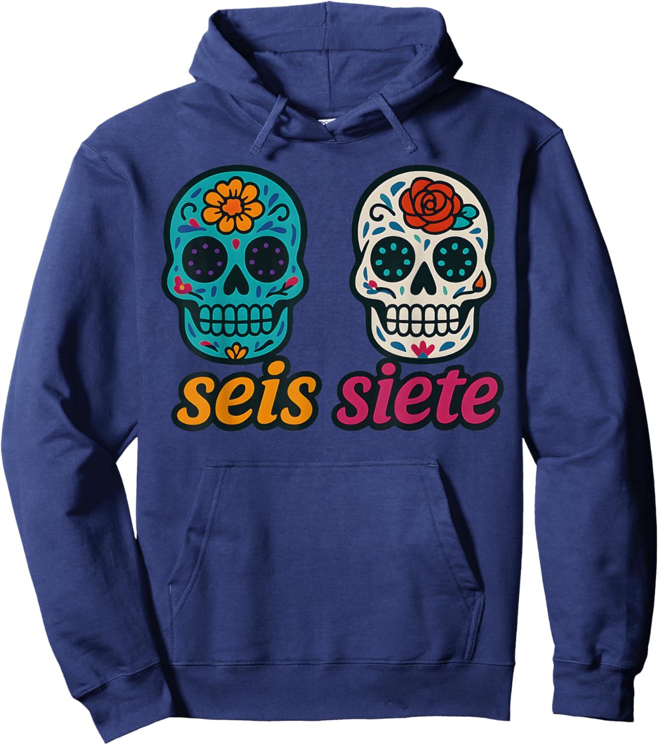 SEIS Siete Mexican Los Muertos Calaveras Sugar Skull 67 Boys Hoodie - Hoodie | Navy