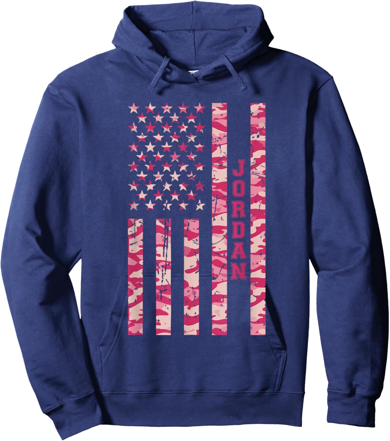Jordan Middle Eastern Country Pink Camo USA Flag Distressed Hoodie - Hoodie | Navy