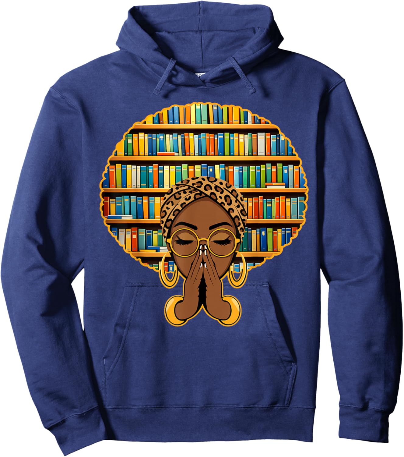 Melanin Afro Women Girl Book Librarian Black History African Hoodie - Hoodie | Navy