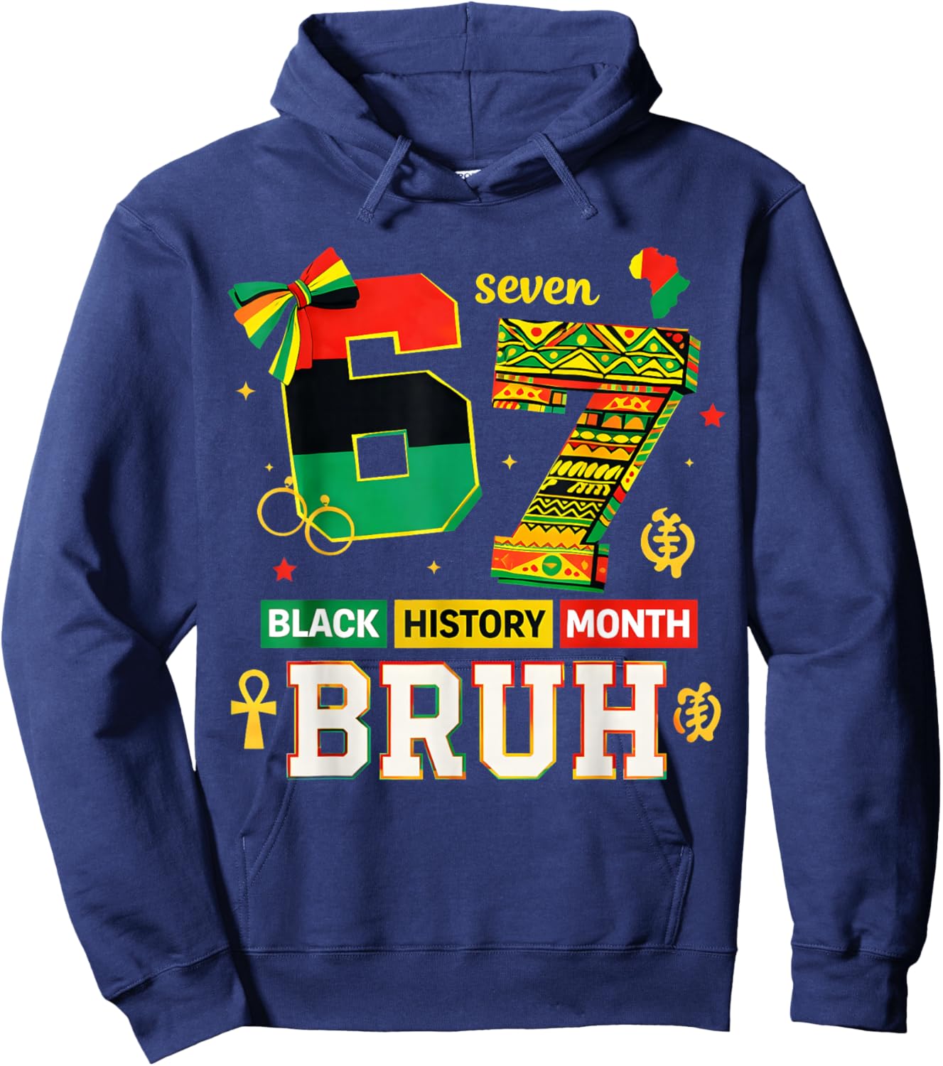 Bruh 67 Black History Month for Kids Boys African American Hoodie - Hoodie | Navy