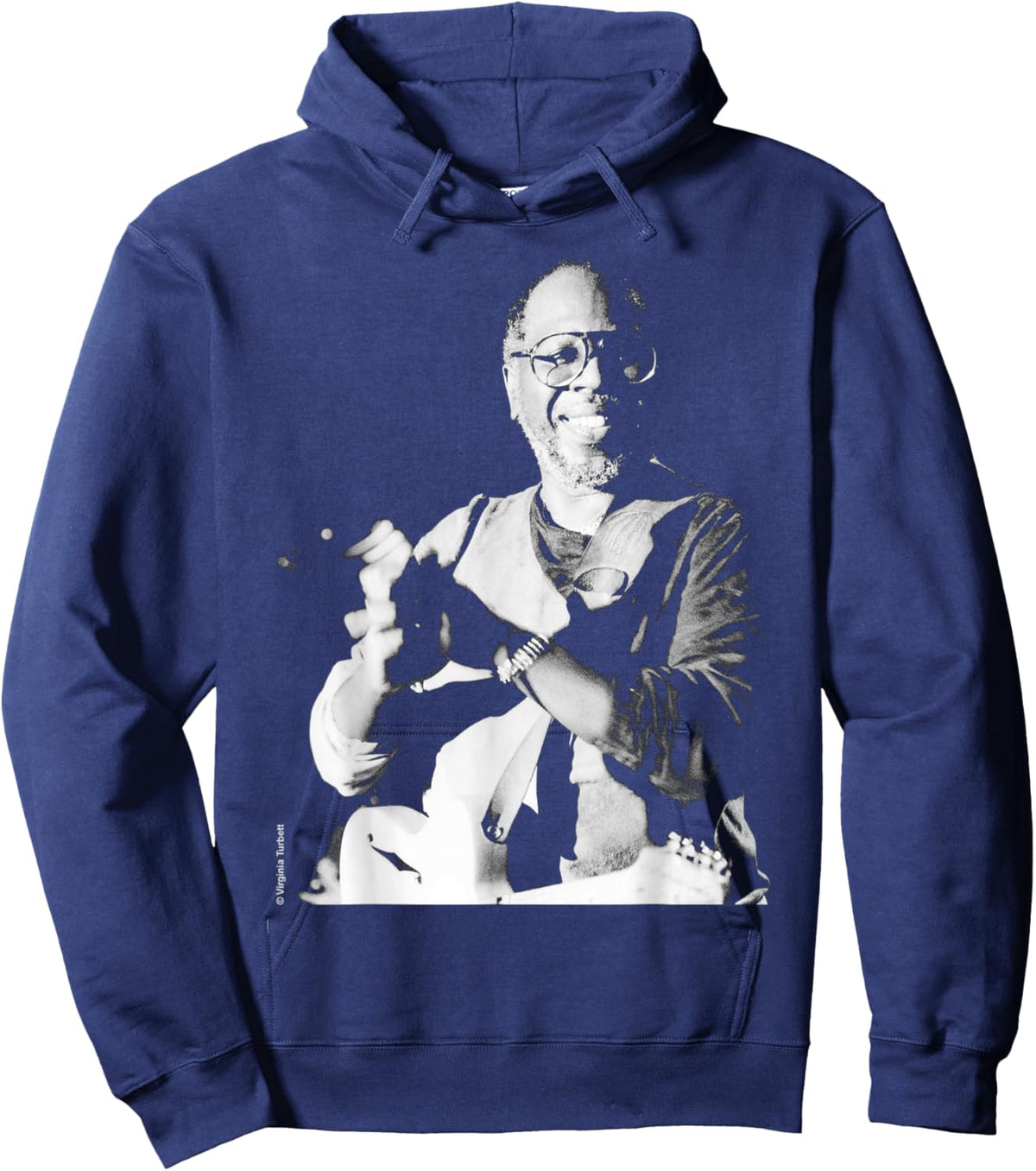 Curtis Mayfield Soul Live Liverpool 1984 by Virginia Turbett Hoodie - Hoodie | Navy