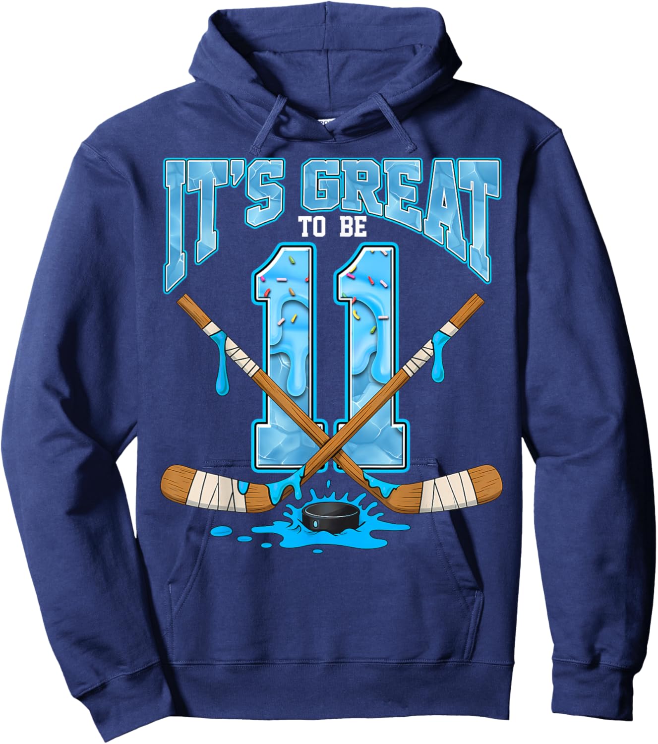 11th Birthday Hockey Lovers It's Great to Be 11 Years Old Hoodie - Hoodie | Navy