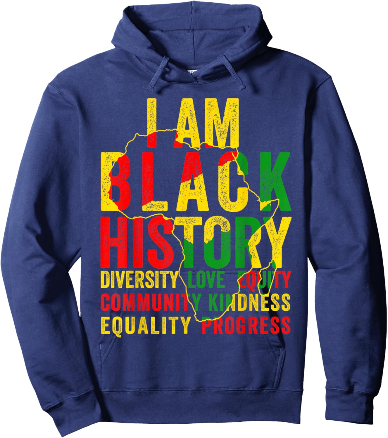 Black History Month Shirt Men Women Afro African Map Pride Hoodie - Hoodie | Navy