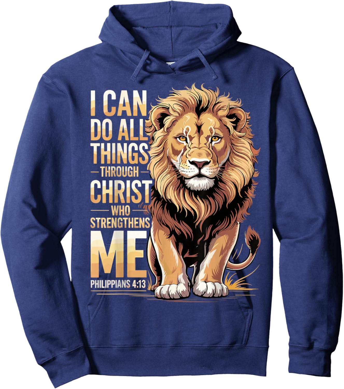 Philippians 4 13 Christian Religious Lion Faith Hoodie - Hoodie | Navy