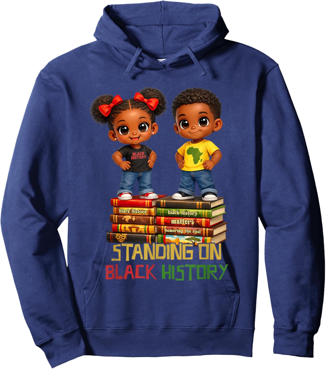 Standing On Black History Melanin African American Boy Girl Hoodie - Hoodie | Navy