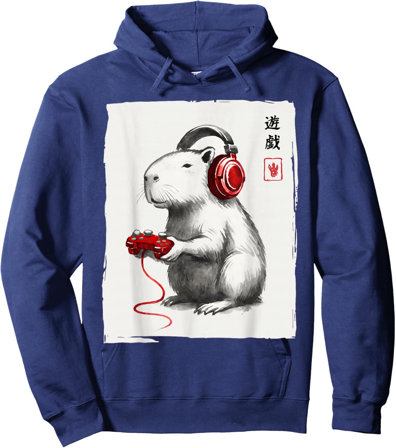Gamer Japanese Art Men Women Teens Kids Funny Capybara Hoodie - Hoodie | Navy