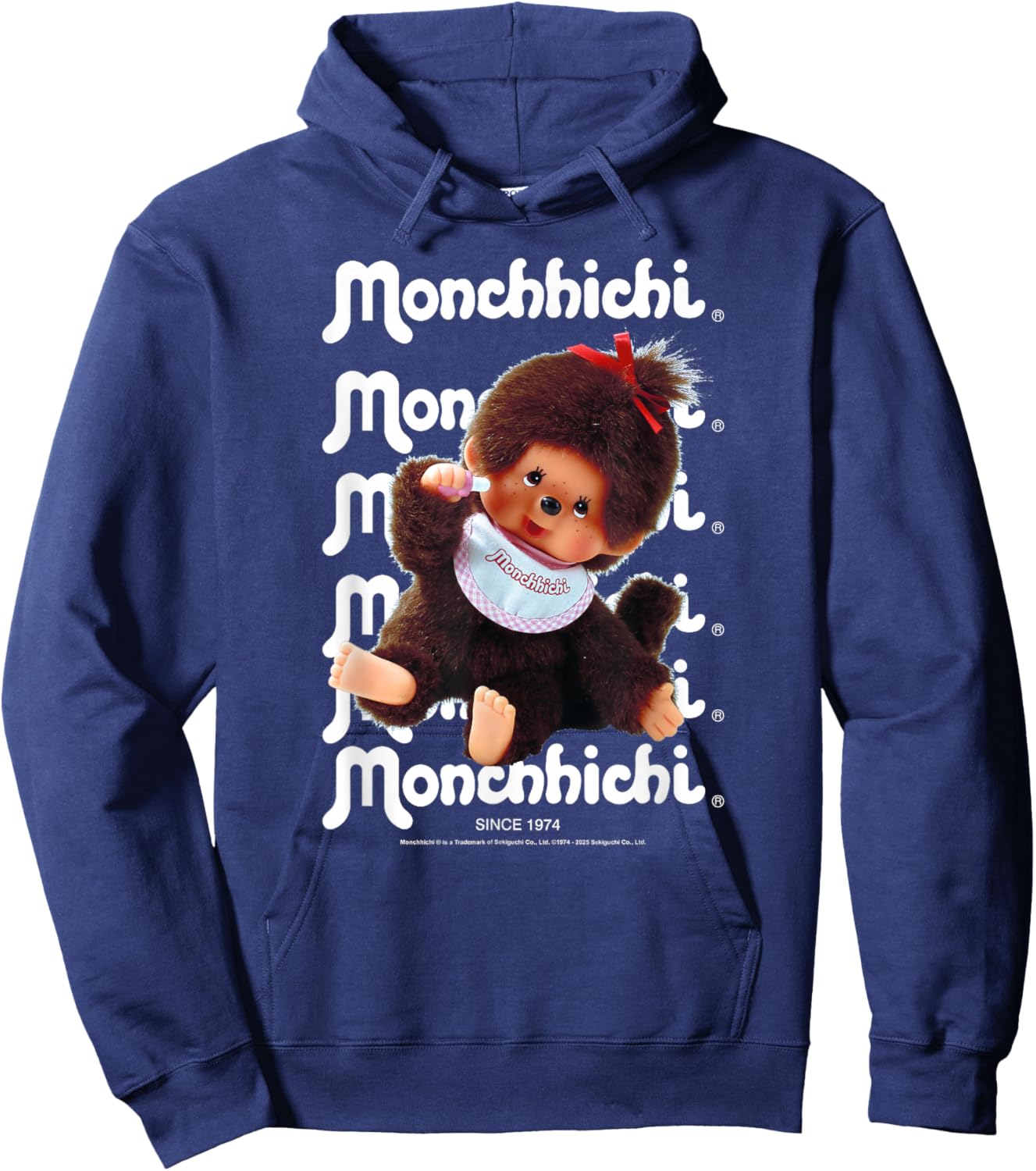 Monchhichi Cute Thumbs Up Fluffy Little Guy Vintage Photo Hoodie - Hoodie | Navy