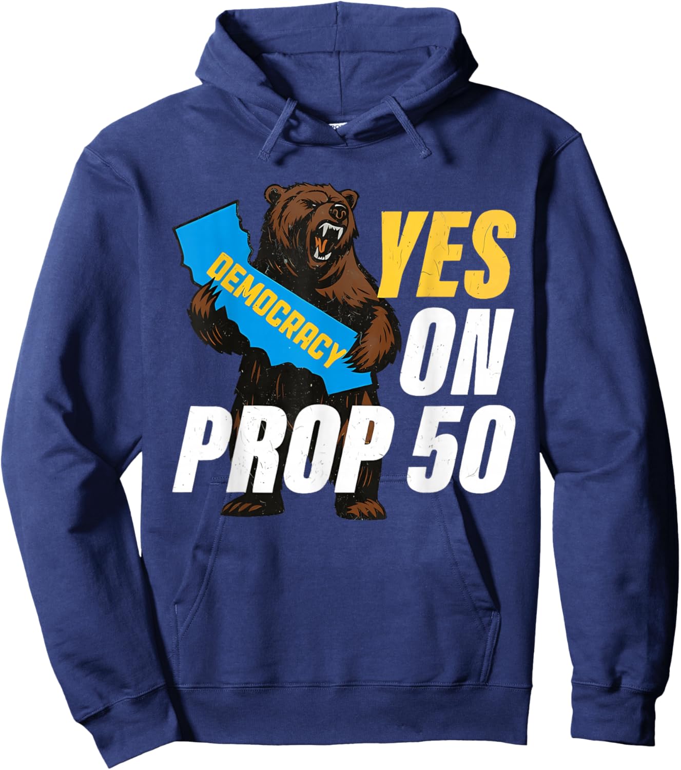 Vintage Yes on Prop 50 American Flag Patriotic Women Hoodie - Hoodie | Navy