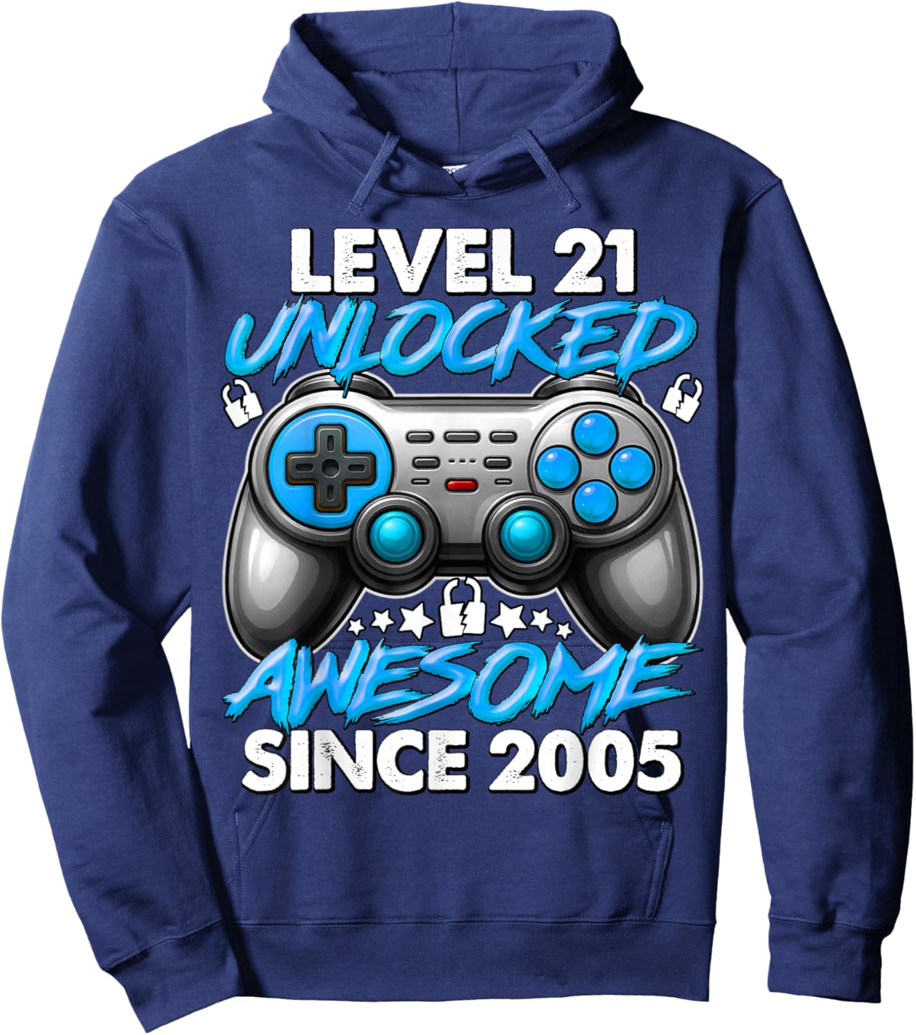 Level 21 Unlocked 21 Year Old Gifts Boys 21st Birthday Boy Hoodie - Hoodie | Navy