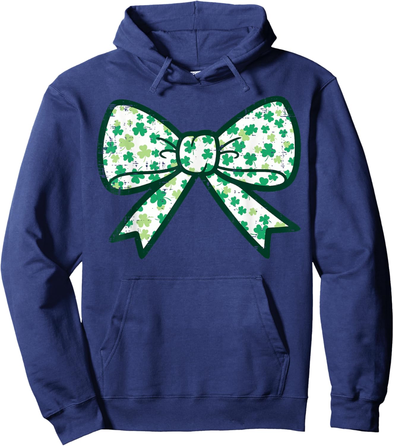 St Patricks Day Bow Ribbon Saint Paddys Girls Kids Women Hoodie - Hoodie | Navy
