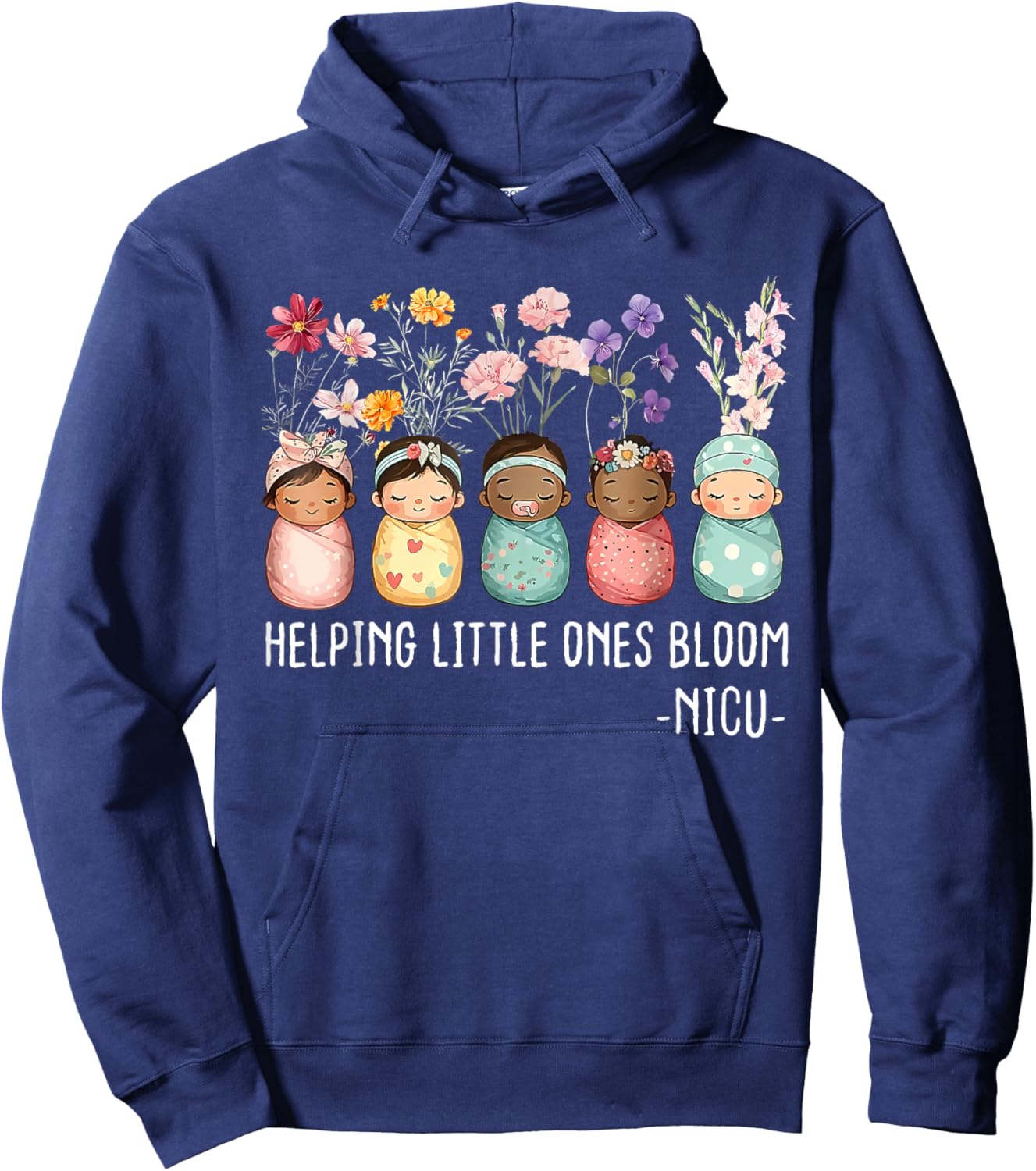 Helping Little Ones Bloom Nicu Nurse Baby Flower Hoodie - Hoodie | Navy