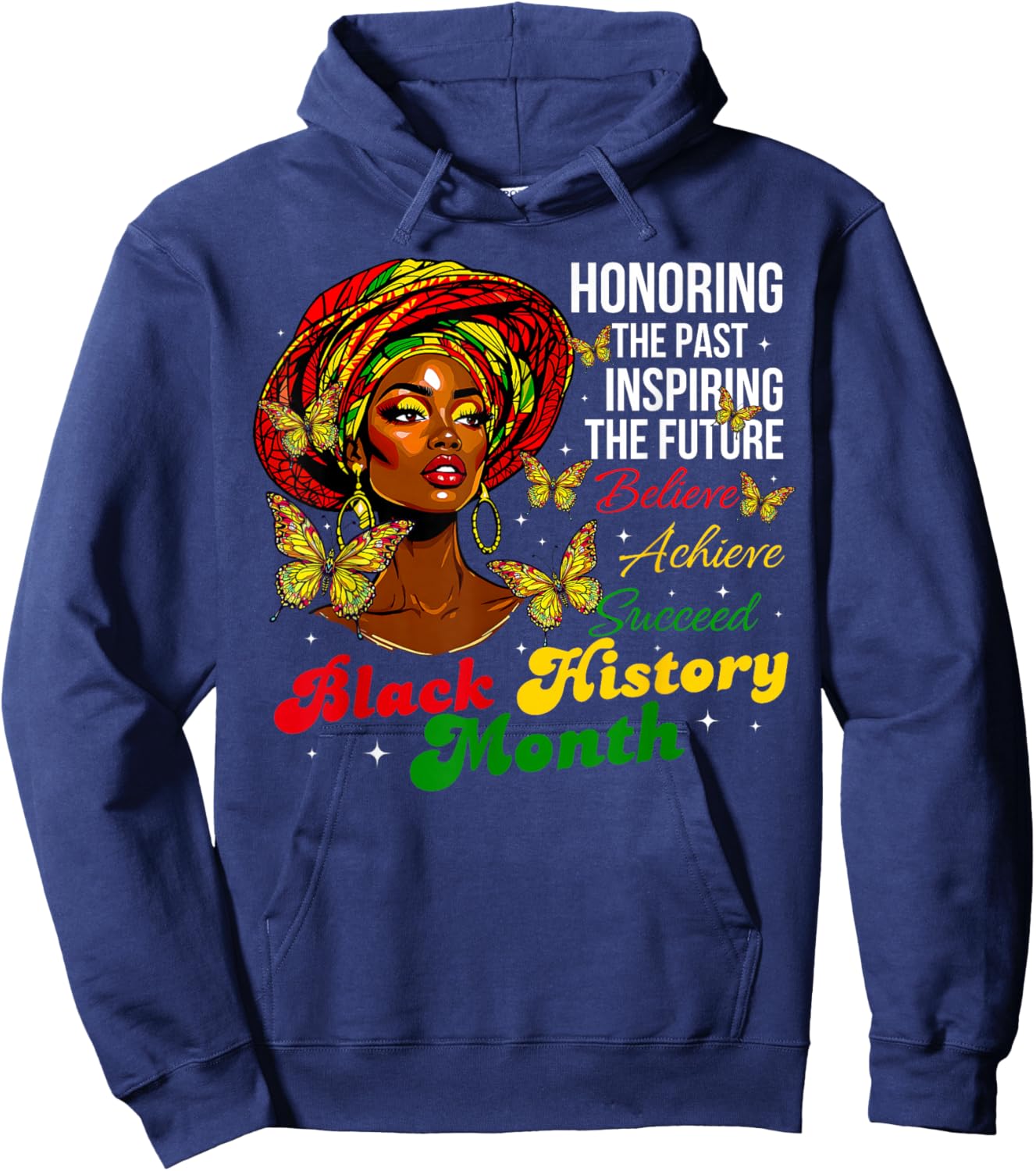 Honoring Past Inspiring Future Black History African Women Hoodie - Hoodie | Navy
