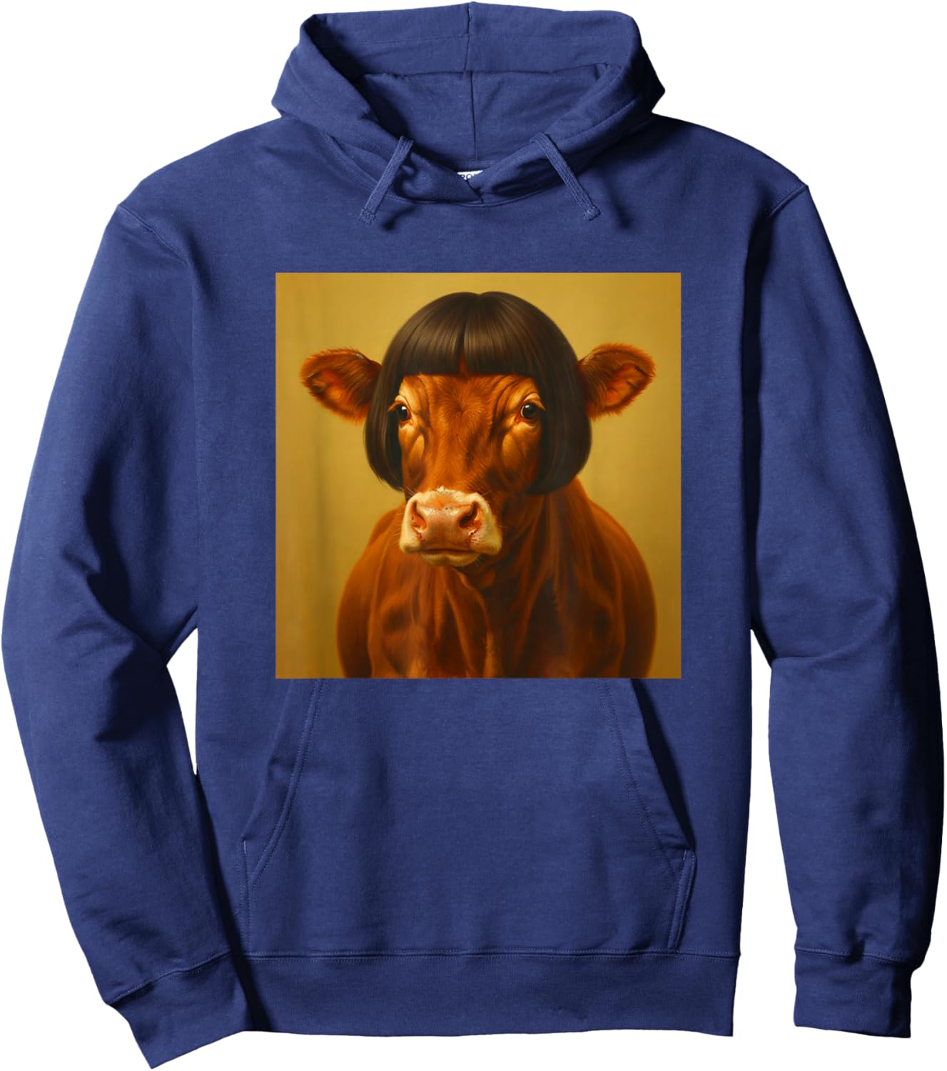Funny Cow Bob Haircut Farm Animal Meme Women Kids Hoodie - Hoodie | Navy