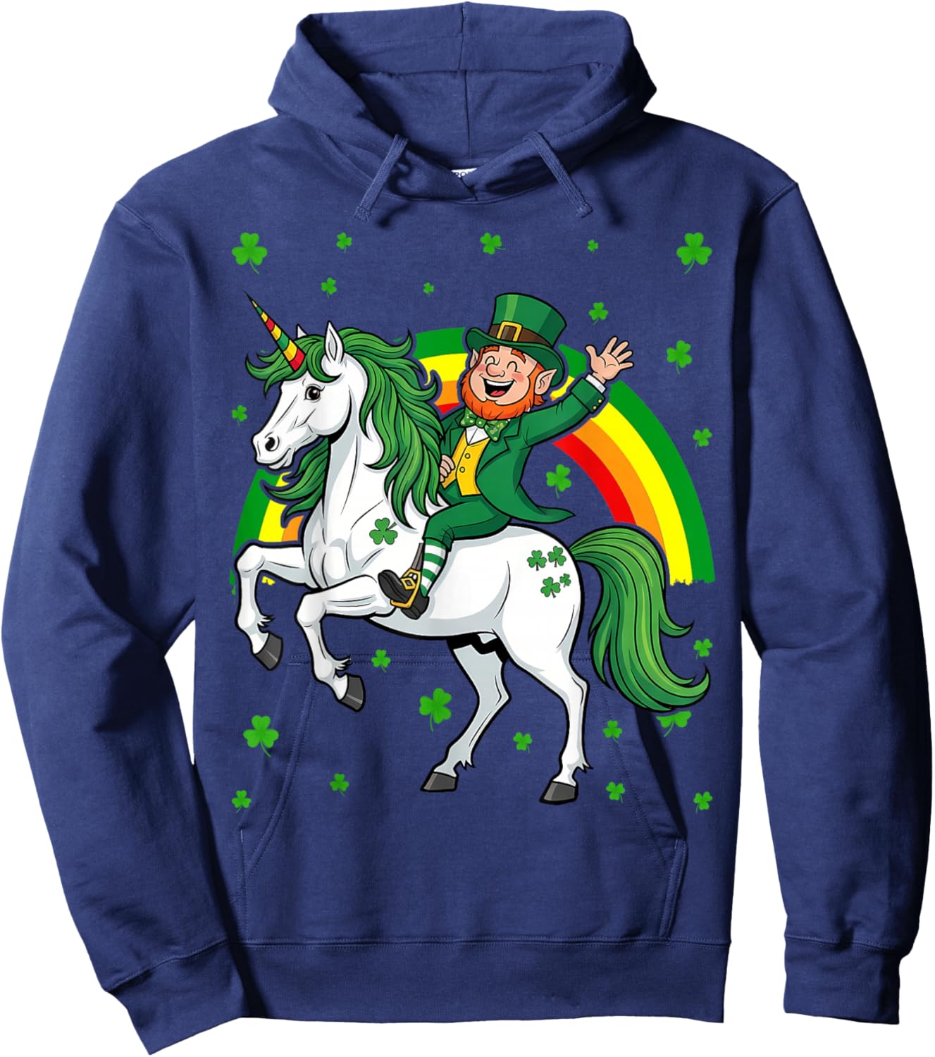 Leprechaun Riding A Magical St Patrick's Day Unicorn Hoodie - Hoodie | Navy