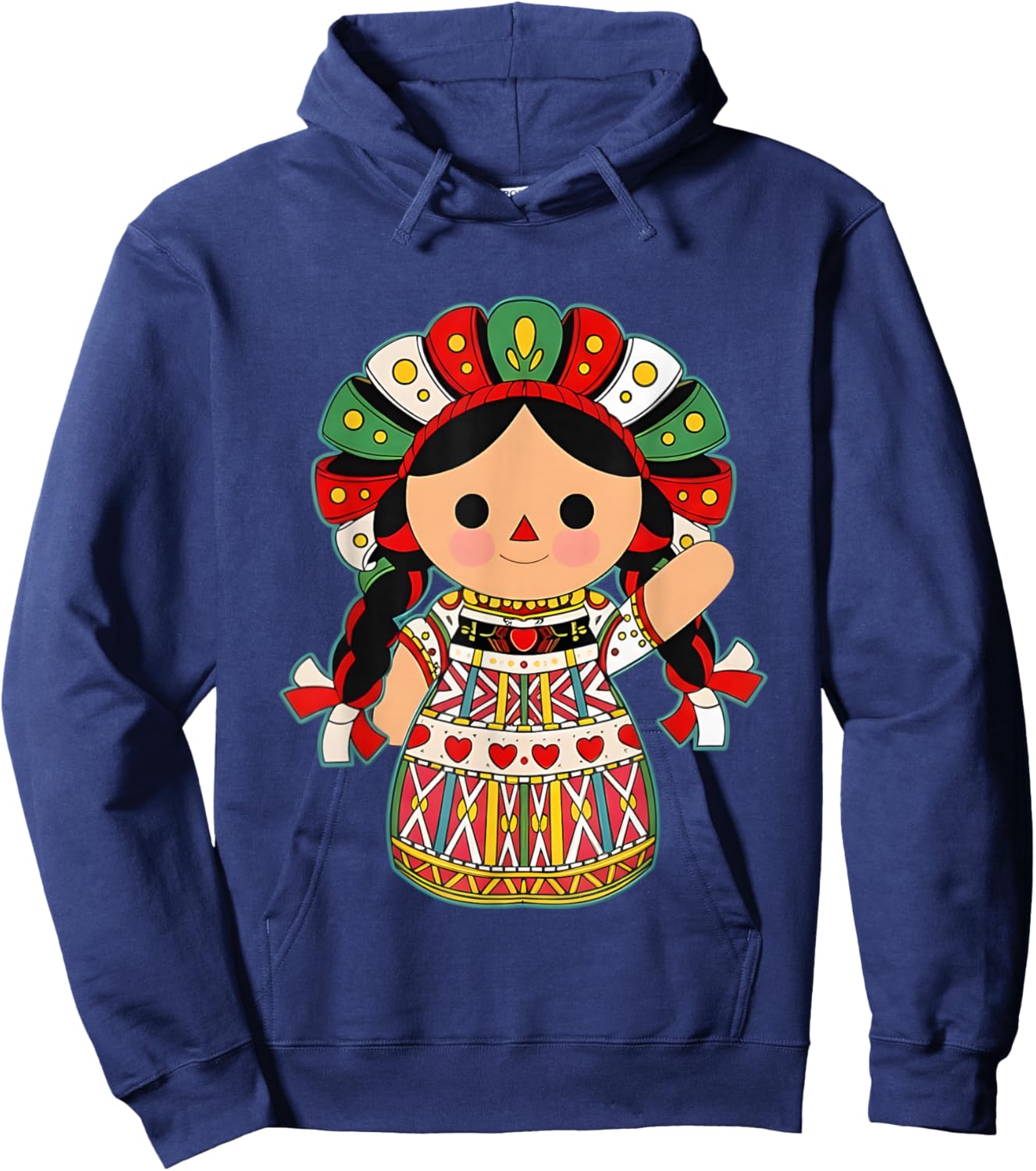 Cute Mexican Fiesta Doll Traditional Cultural Women Hoodie - Hoodie | Navy