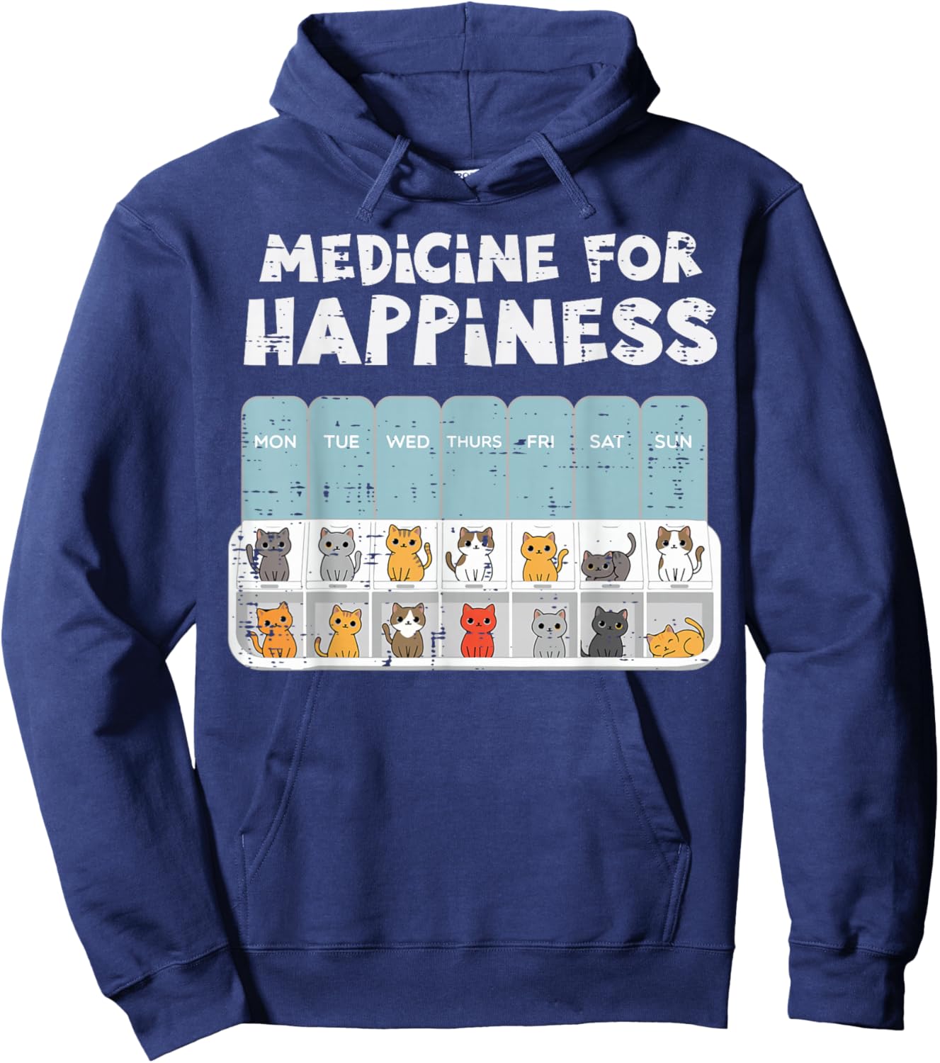 Cats Medicine for Happiness Cute Kittens Women Girls Kids Hoodie - Hoodie | Navy
