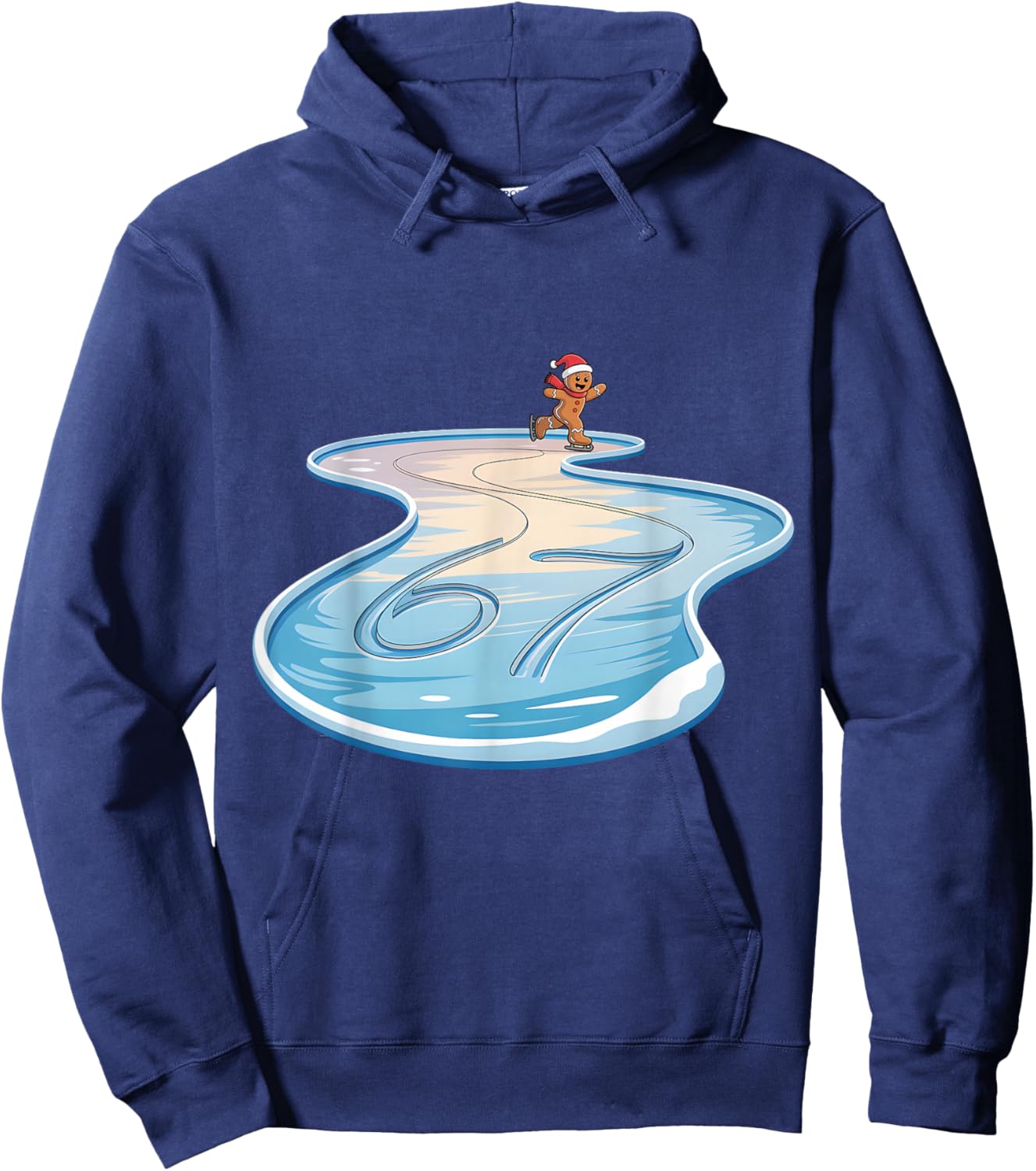 67 Christmas Gingerbreadman Ice Skating 6 7 Meme Xmas 67 Hoodie - Hoodie | Navy