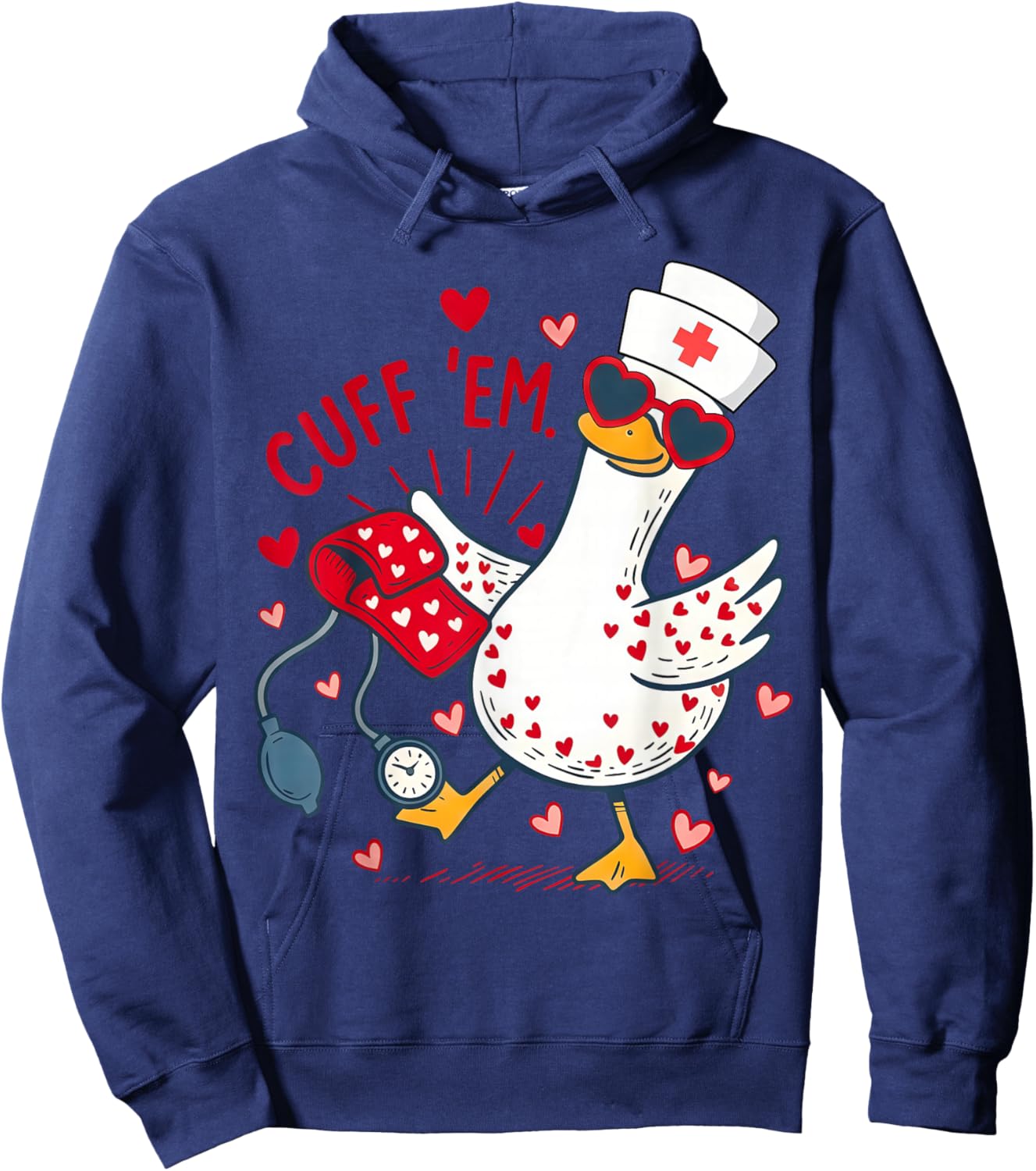 Cuff 'Em Cupid Goose Valentine Nurse Practitioner RN Nursing Hoodie - Hoodie | Navy