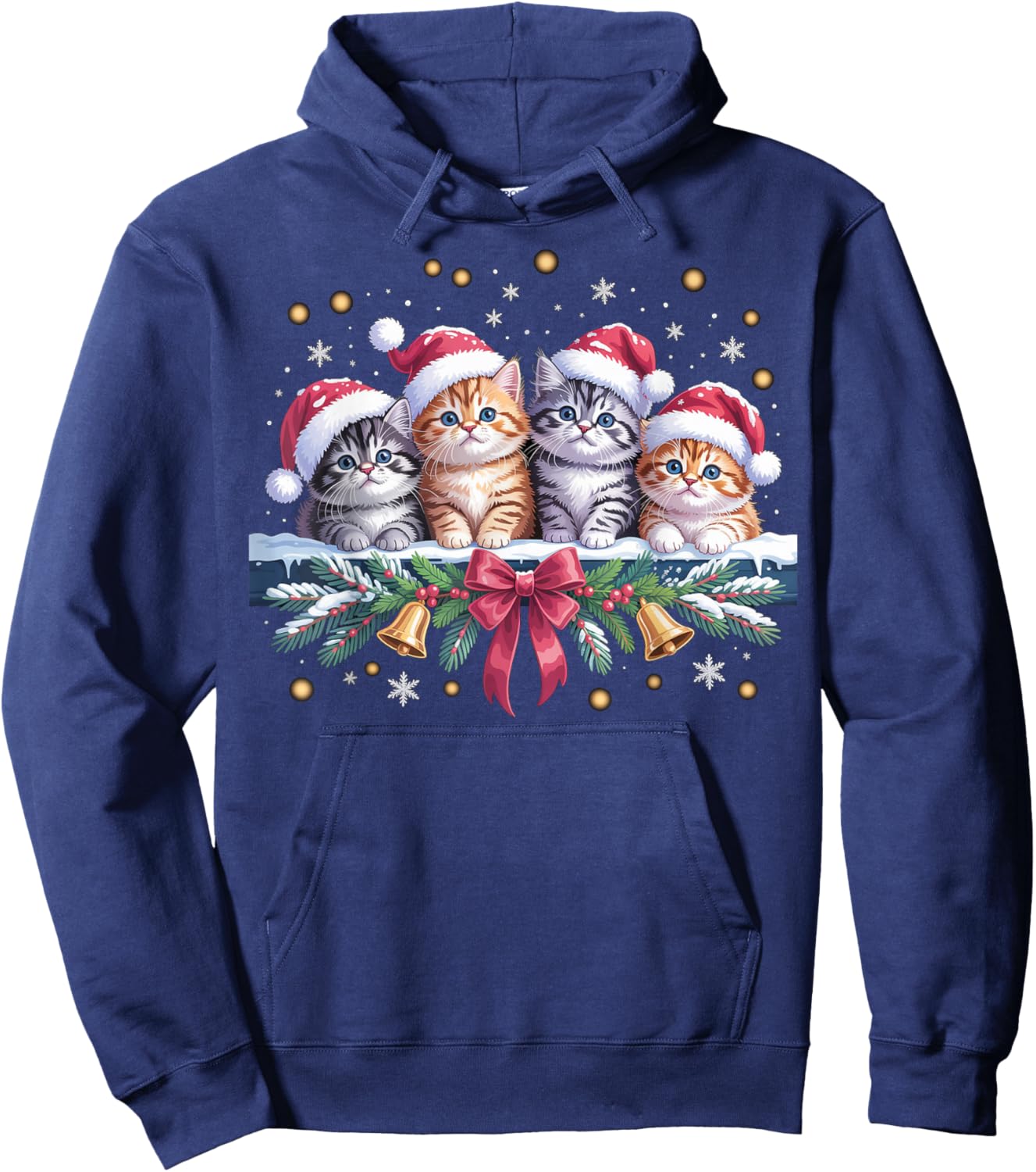 Happy Kittens Christmas Holiday Hoodie - Hoodie | Navy