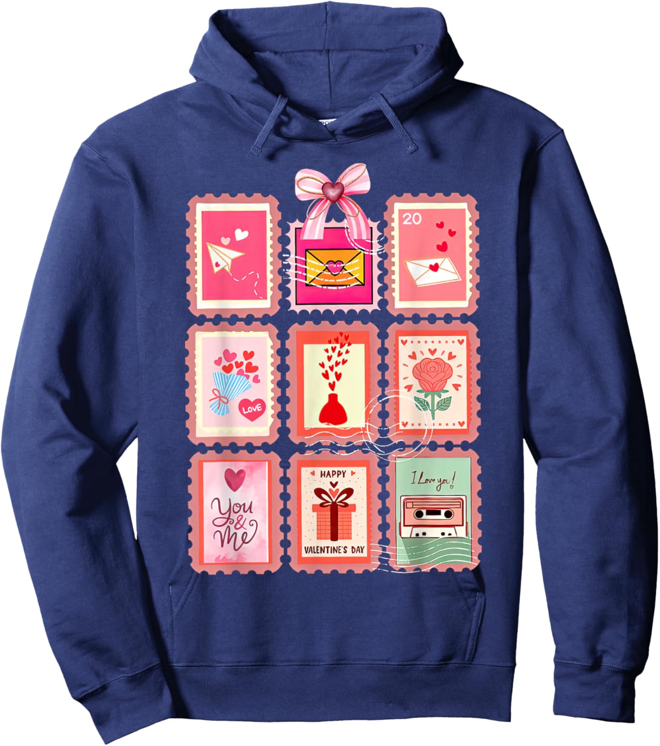 Valentines Stamp Postal Worker Postman Mail Carrier Delivery Hoodie - Hoodie | Navy