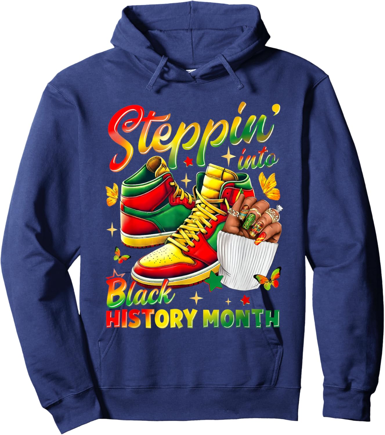 Stepping Into Sneakers Black History Month Black Girls Hoodie - Hoodie | Navy