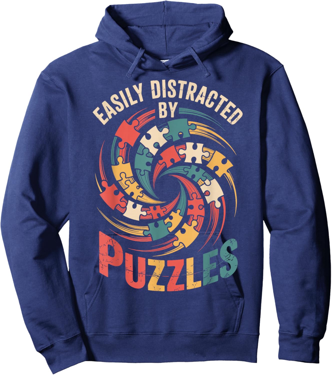 Easily Distracted by Puzzles Funny Puzzle Hoodie - Hoodie | Navy