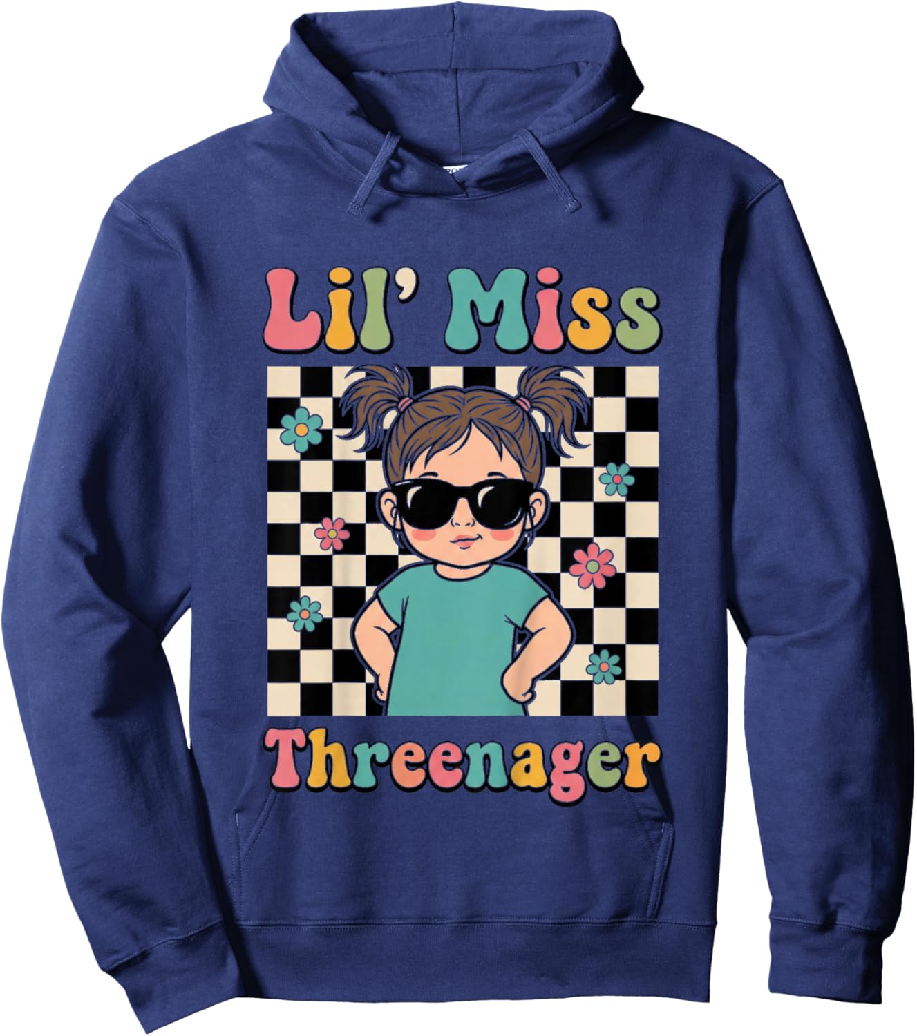 3rd Birthday Girl Sassy Toddler Lil Miss Threenager Hoodie - Hoodie | Navy