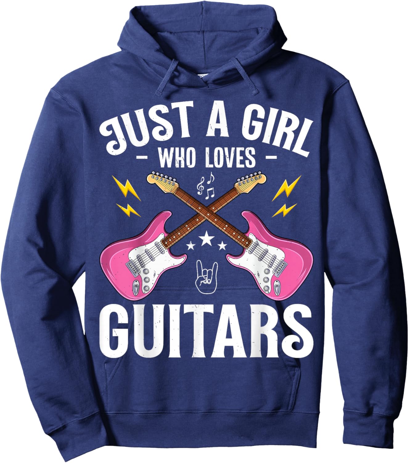 Just a Girl Who Loves Guitars Cool Guitarist Girls Women Hoodie - Hoodie | Navy