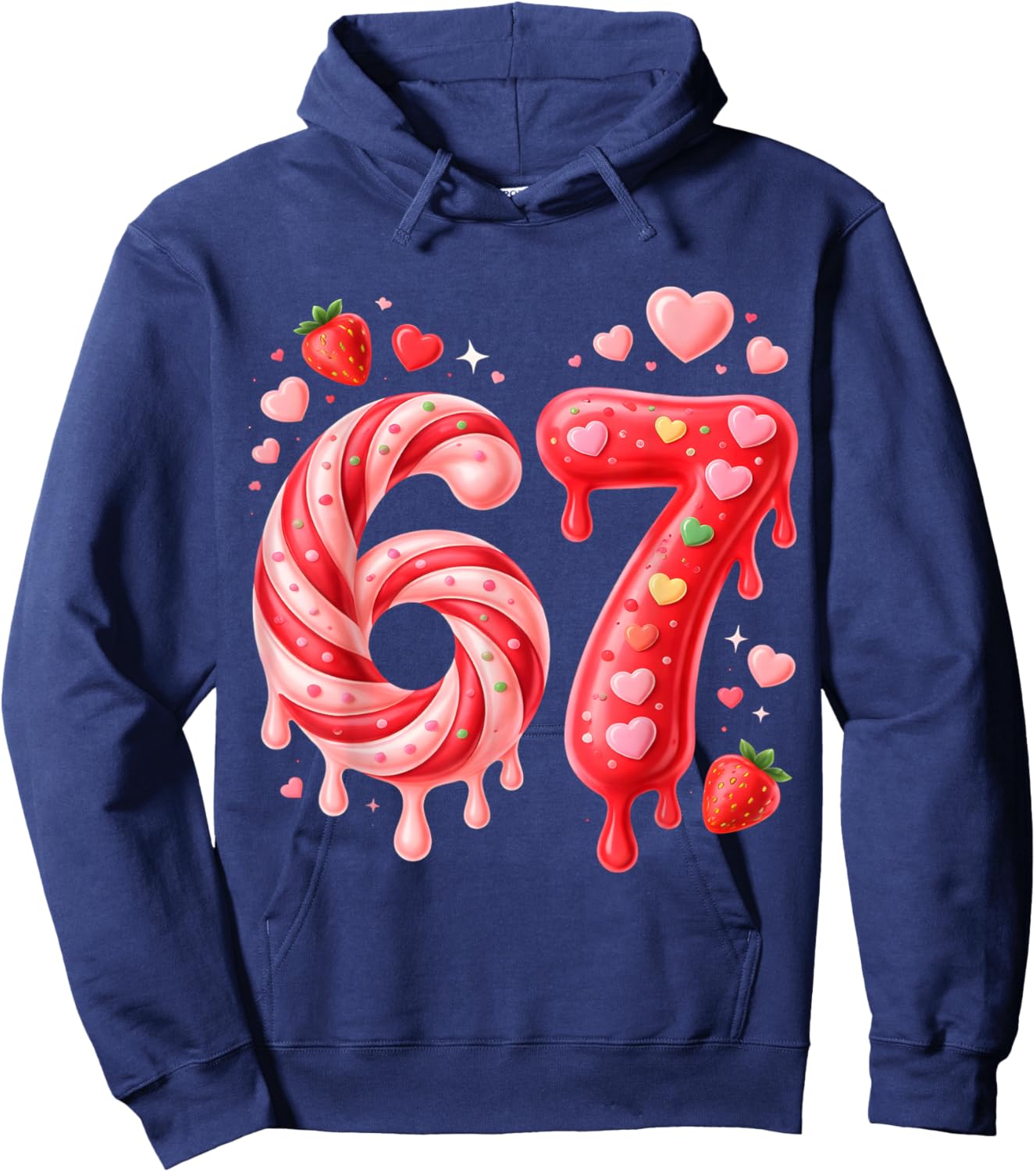 67 Six Seven 6 7 Meme Valentines Funny Women Girl Kids Hoodie - Hoodie | Navy