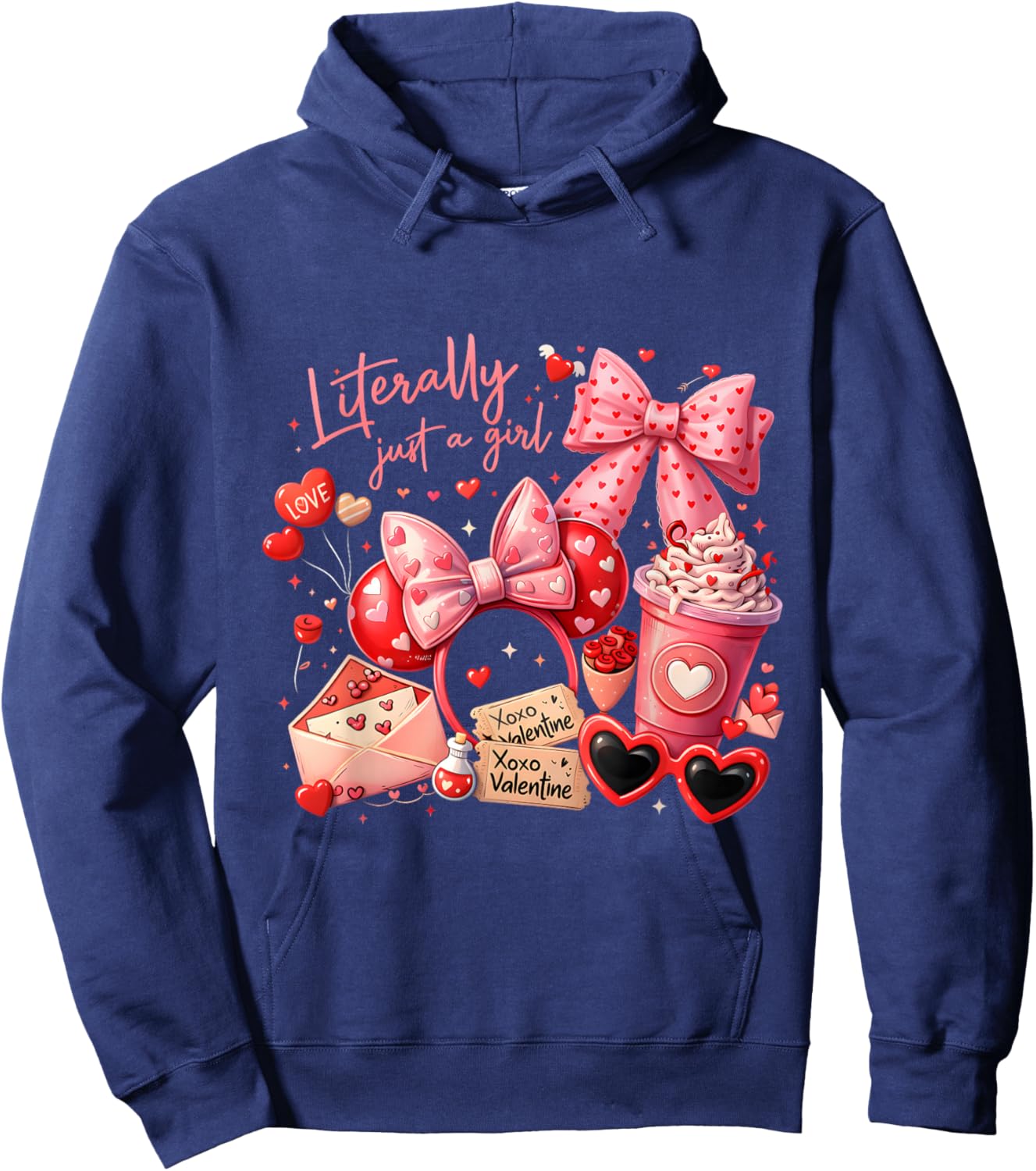 Literally Just a Girl Cute Valentine Aesthetic Gift Hoodie - Hoodie | Navy