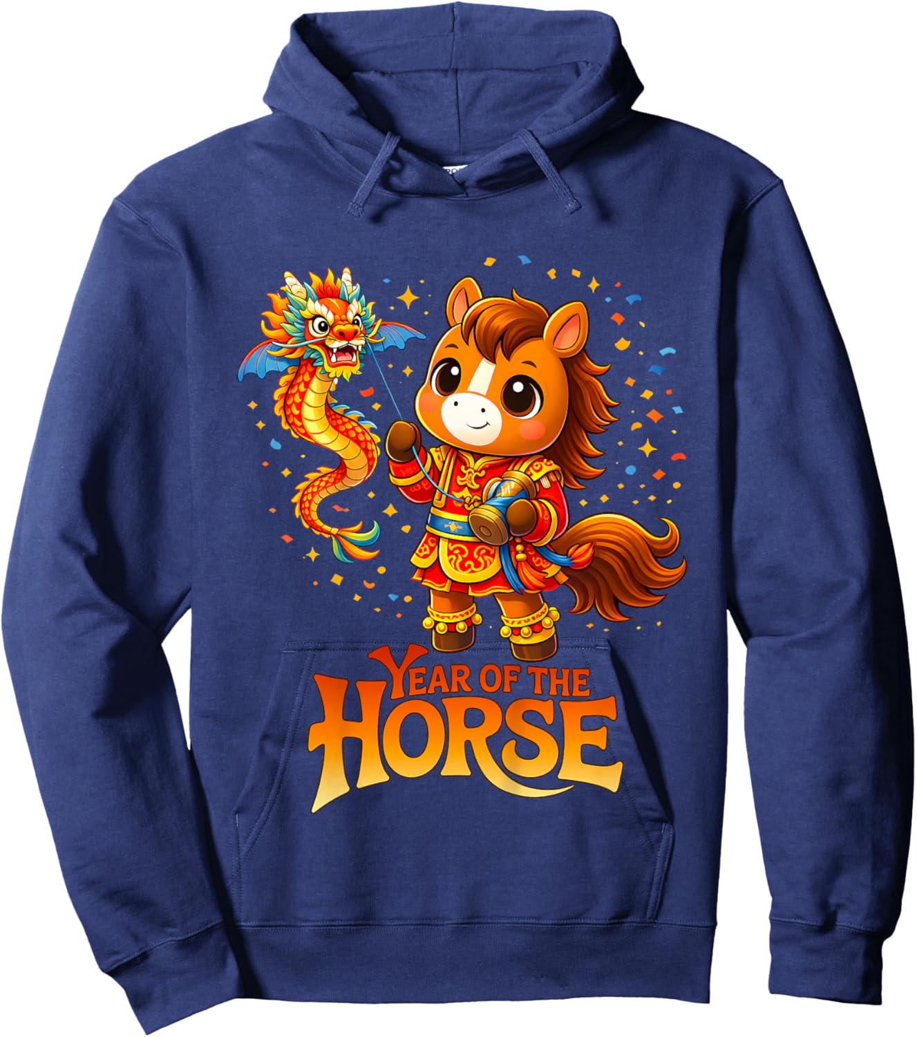 Kids Year of The Horse 2026 Chinese Dragon Lunar New Year Hoodie - Hoodie | Navy