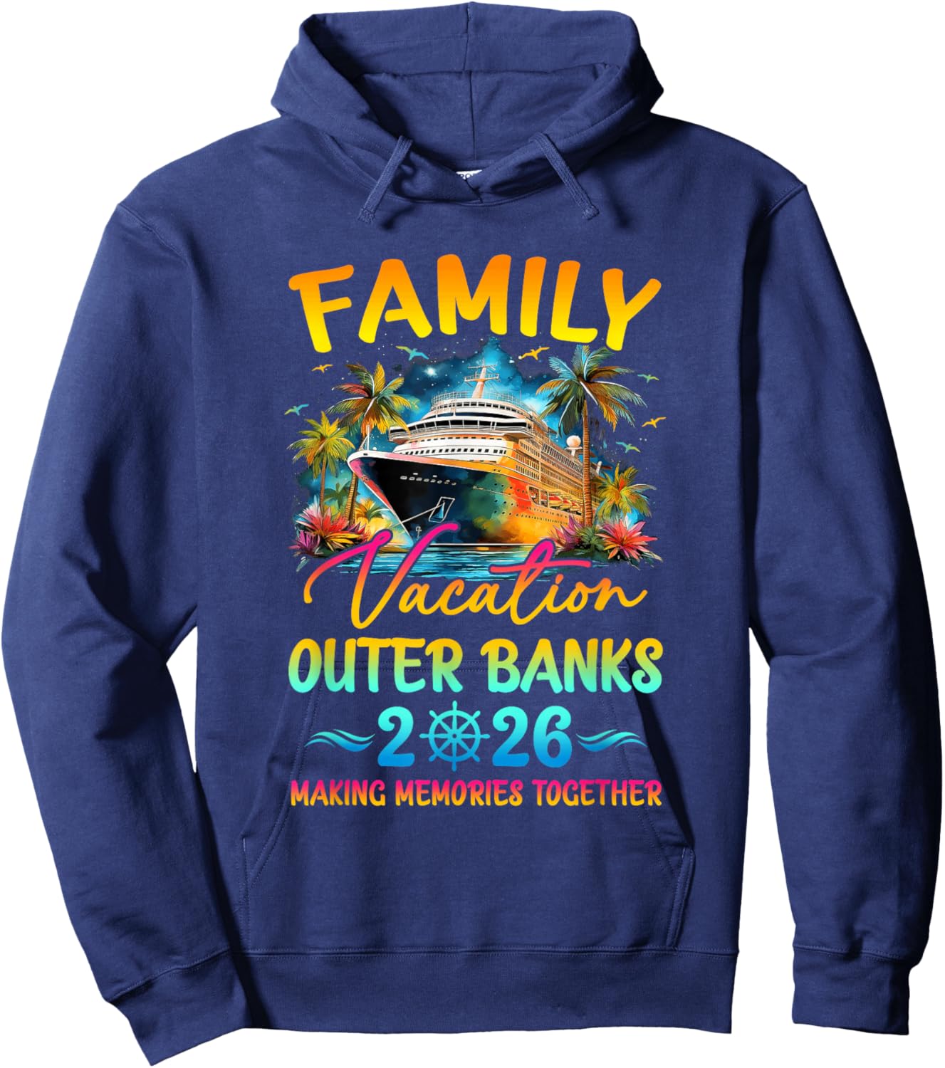 Family Vacation Outer Banks 2026 Matching Group Summer Hoodie - Hoodie | Navy