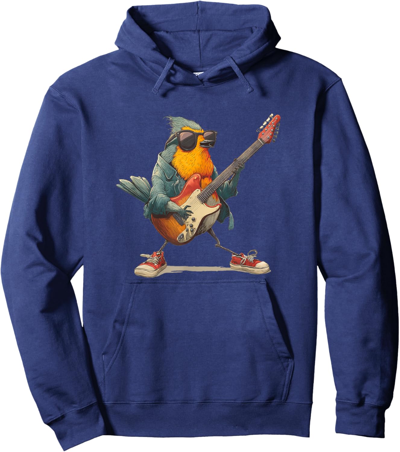 Awesome Robin Bird with Electric Guitar for Boys and Girls Hoodie - Hoodie | Navy