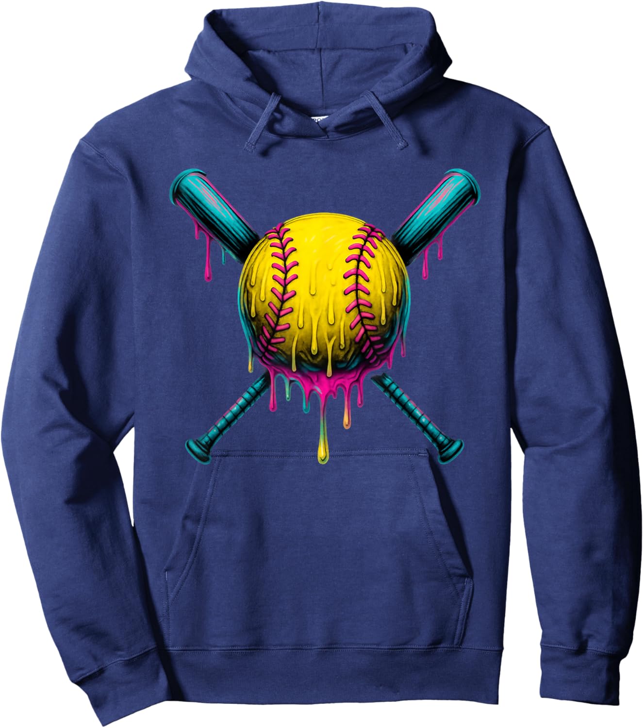 Dripping Softball Ice Cream Drip Girls Softball Players Hoodie - Hoodie | Navy