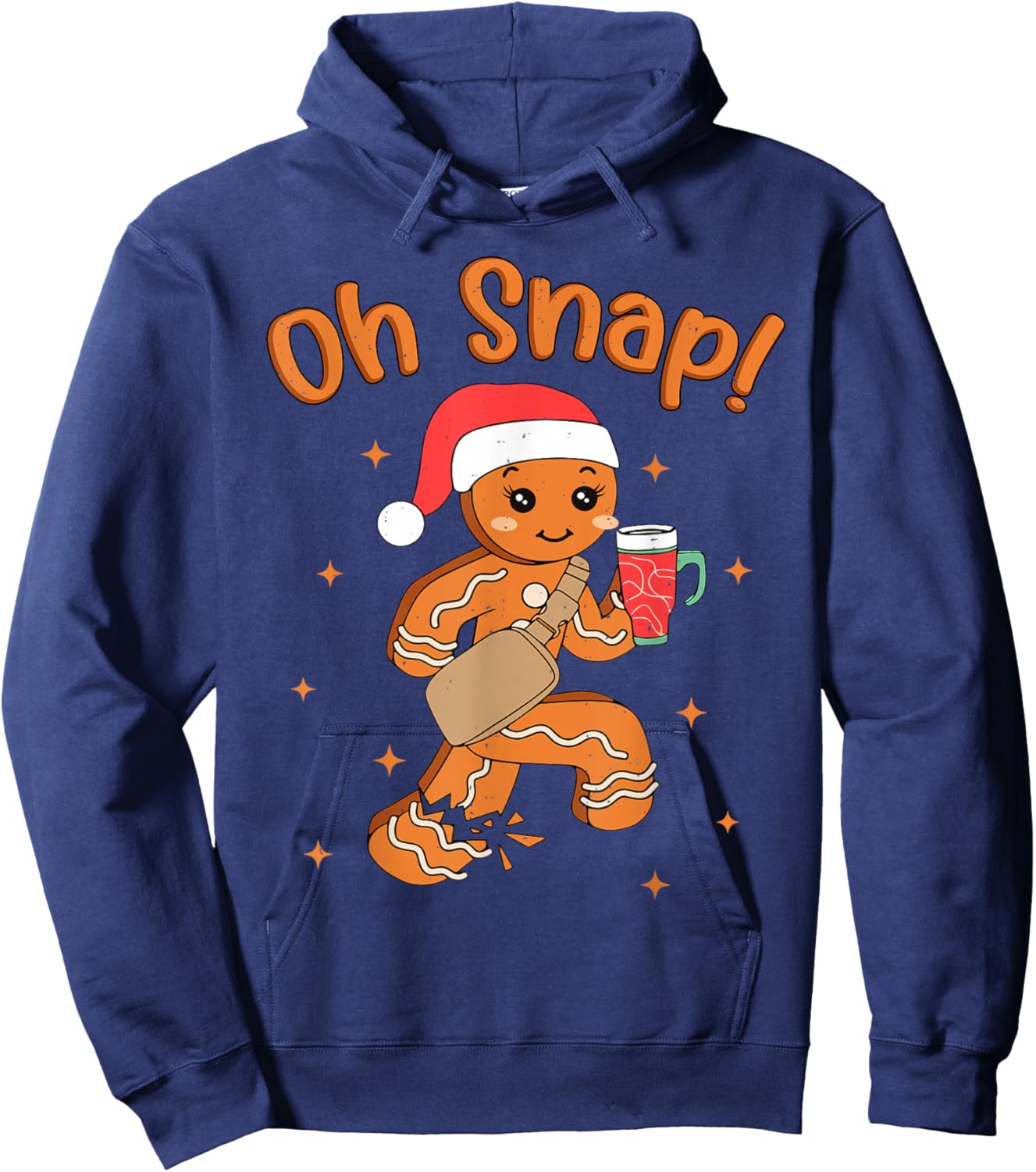 Oh Snap Gingerbread Man Boys Girls Kids Christmas Hoodie - Hoodie | Navy