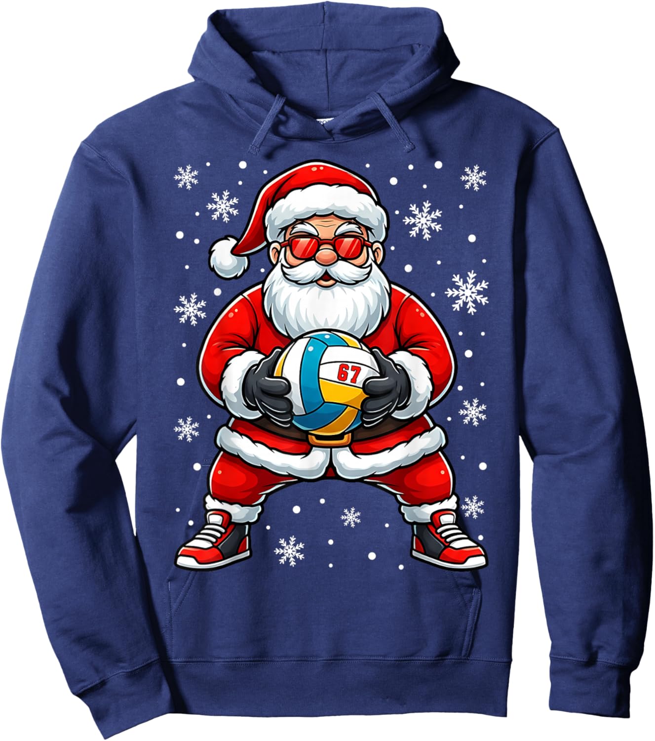 Funny Christmas Volleyball Cool Santa Claus 6 7 Meme Teens Hoodie - Hoodie | Navy