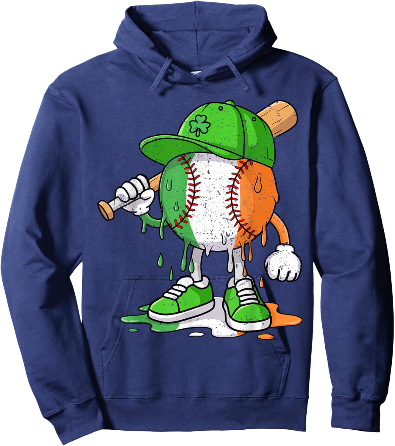 Boys St Patricks Day Irish Flag Kids Baseball Ice Cream Drip Hoodie - Hoodie | Navy