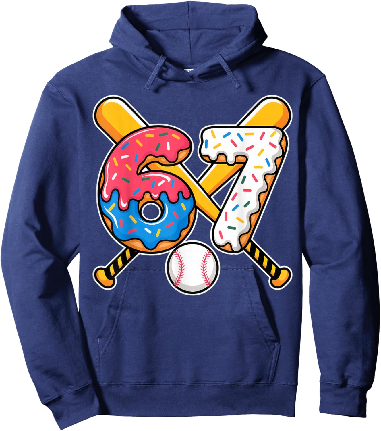 Baseball Drip Number 67 Player 67th Birthday Meme Hoodie - Hoodie | Navy