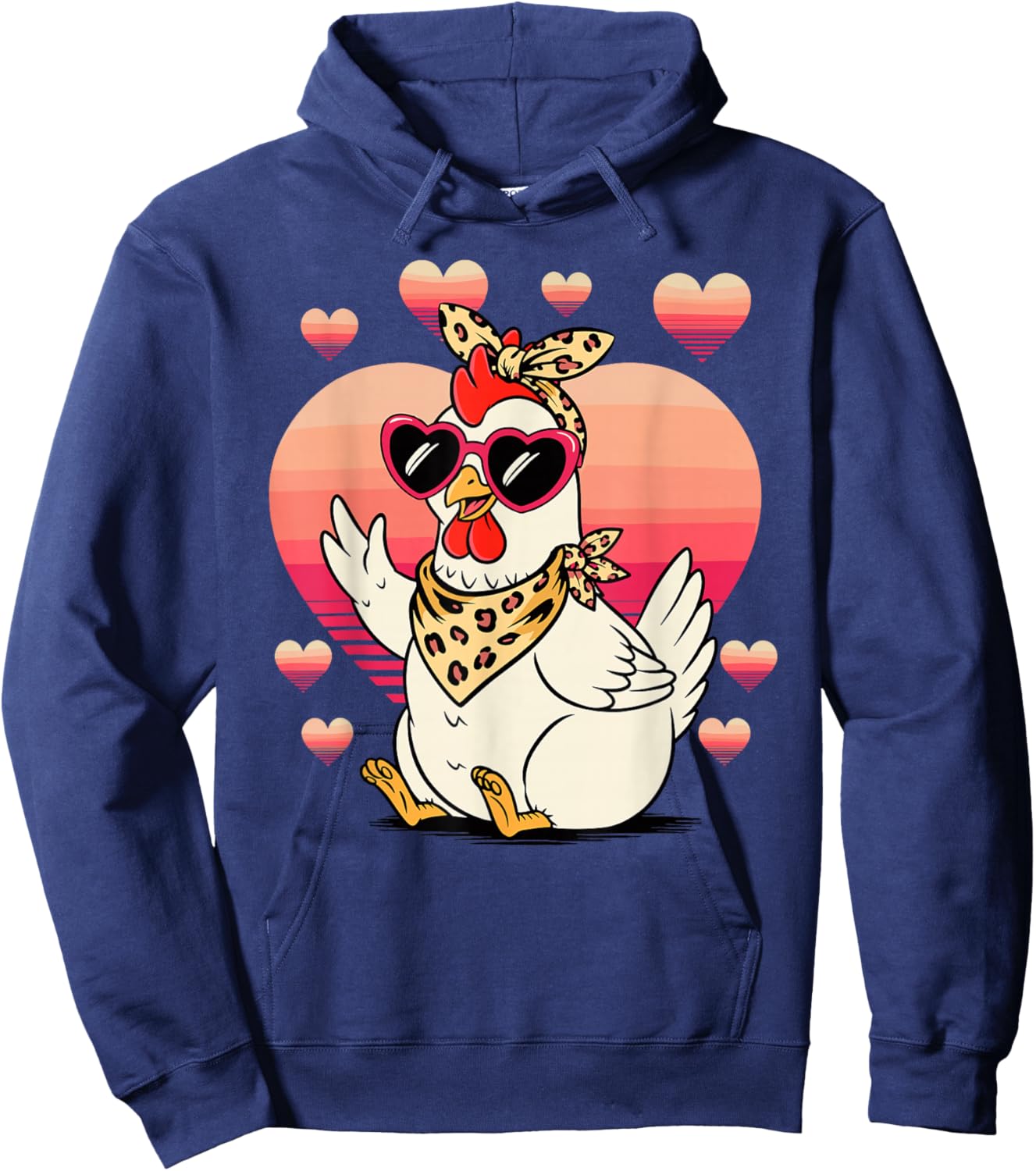 Chicken Sunglasses Valentines Day Chickens Hoodie - Hoodie | Navy
