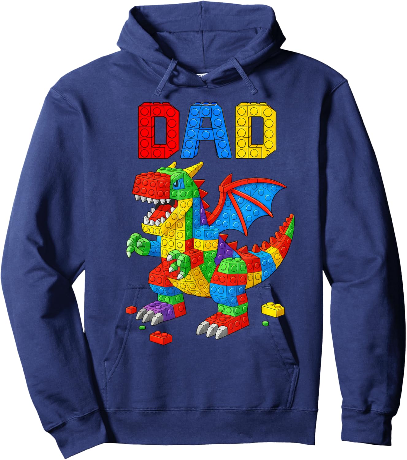 Dinosaur Dad Master Builder Building Bricks Blocks Hoodie - Hoodie | Navy