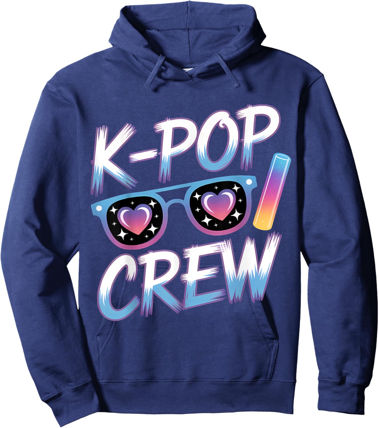 K-Pop Crew Sunglasses Heartbeat Style Hoodie - Hoodie | Navy