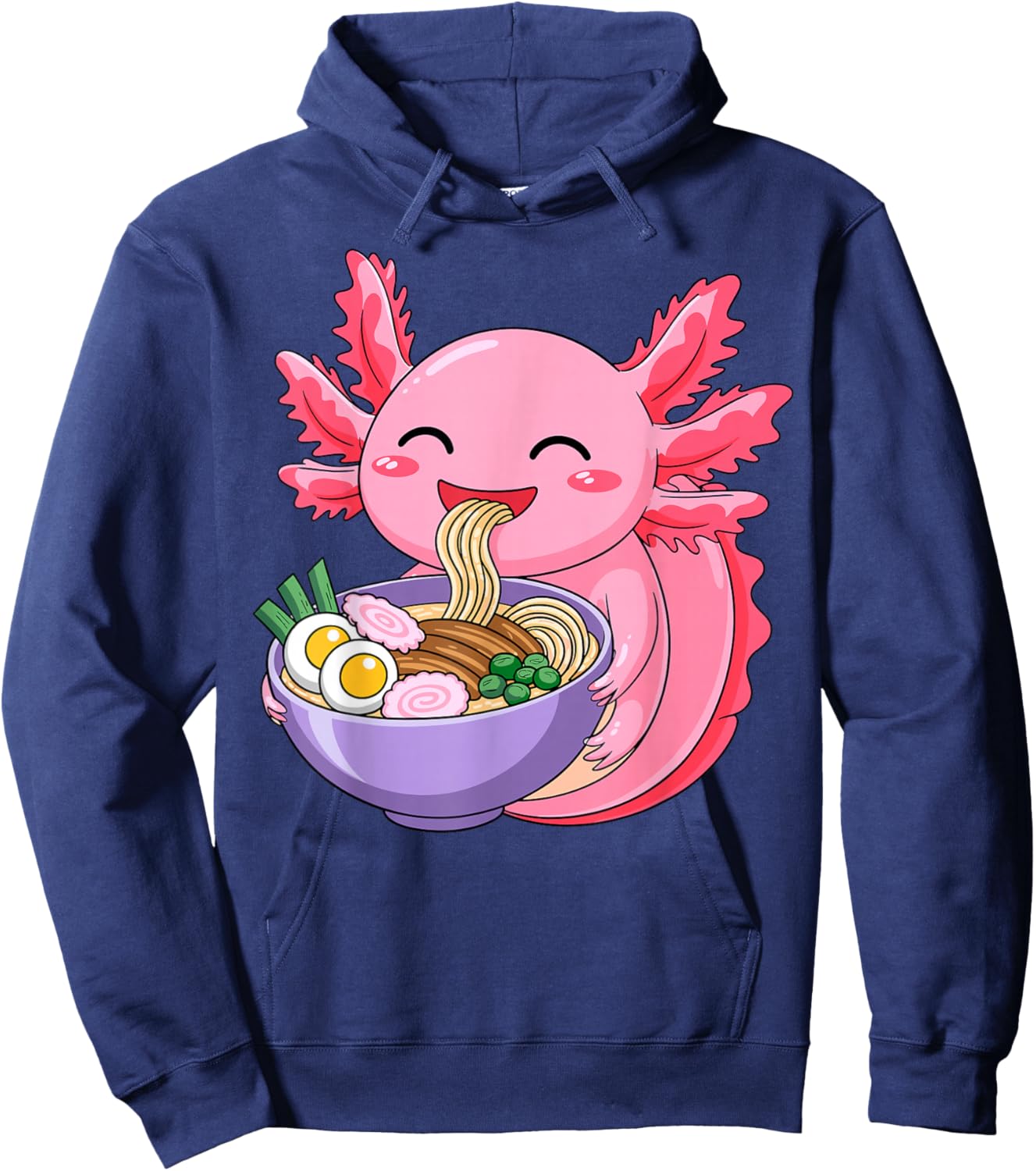 Cute Axolotl Ramen Lover Anime Noodle Japanese Kawaii Hoodie - Hoodie | Navy